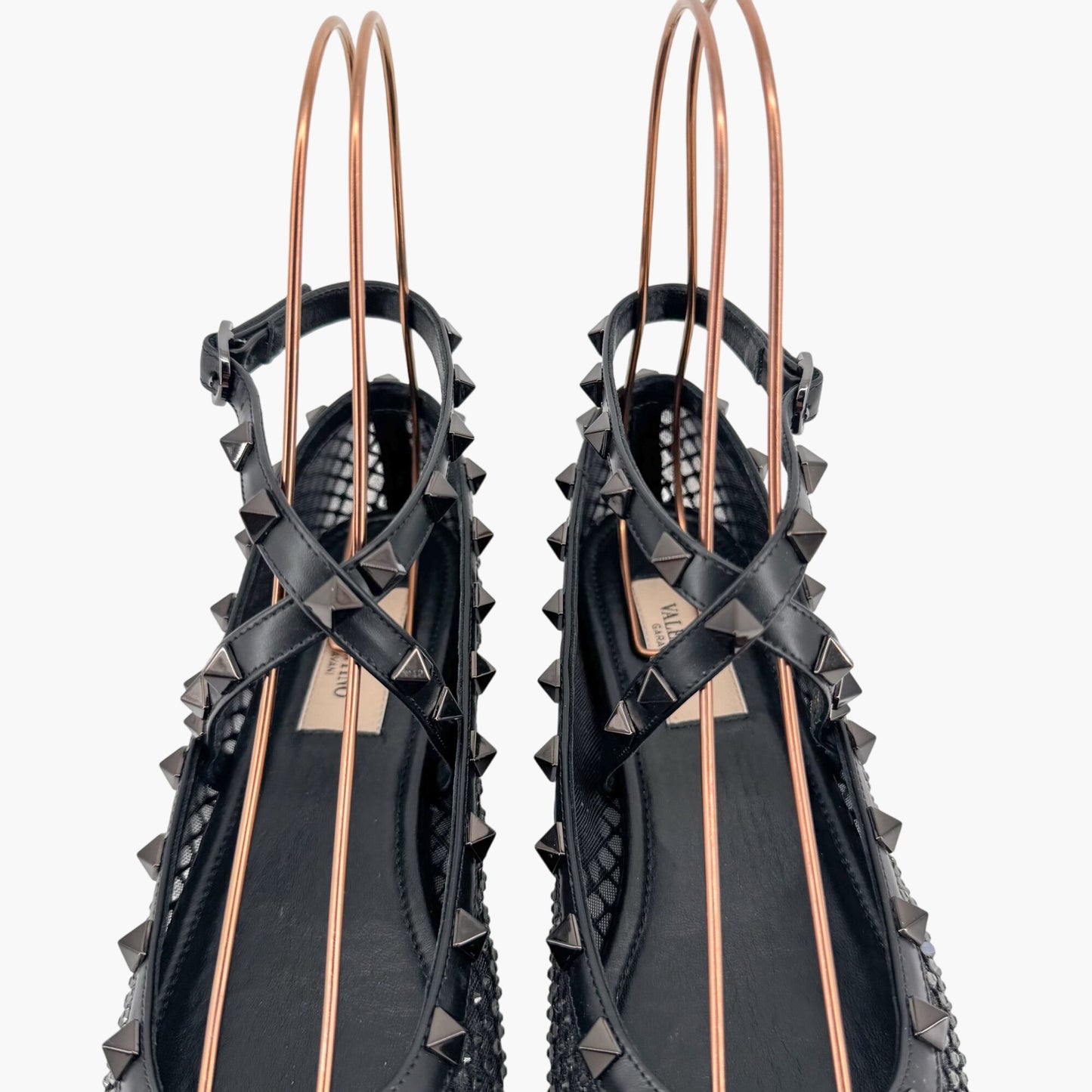 Valentino Rockstud Crystal Mesh Ballet Flats in Black – Size 37.5