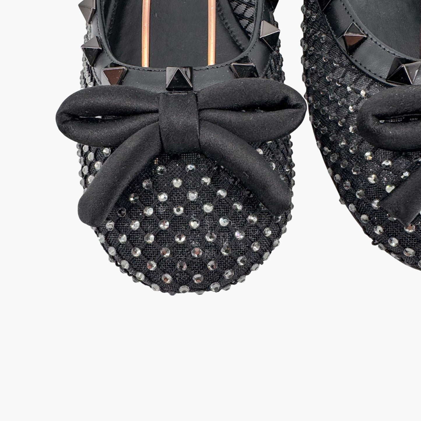 Valentino Rockstud Crystal Mesh Ballet Flats in Black – Size 37.5