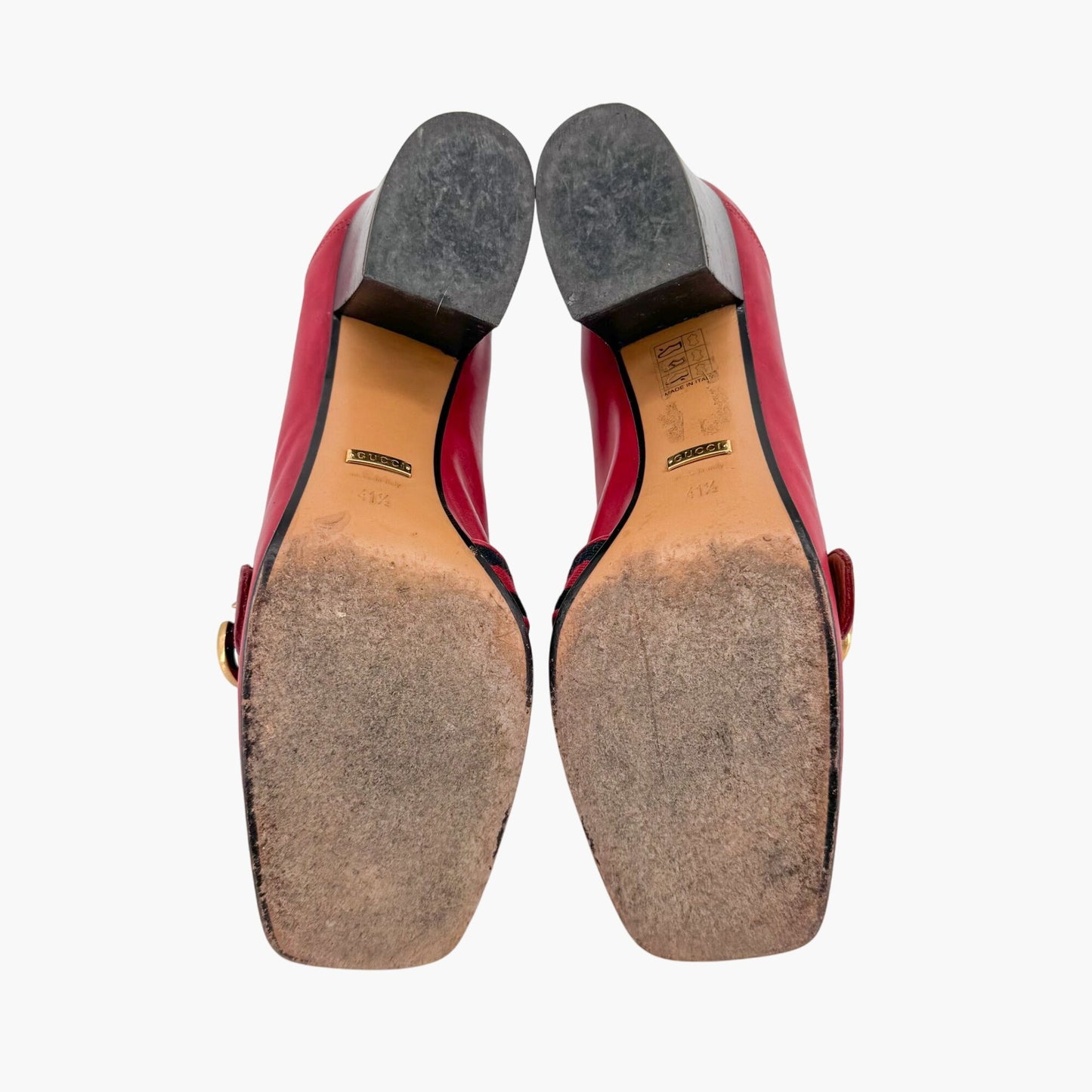 Gucci Peyton GG Web Stripe Loafer Pumps in Red Leather – Size 41.5