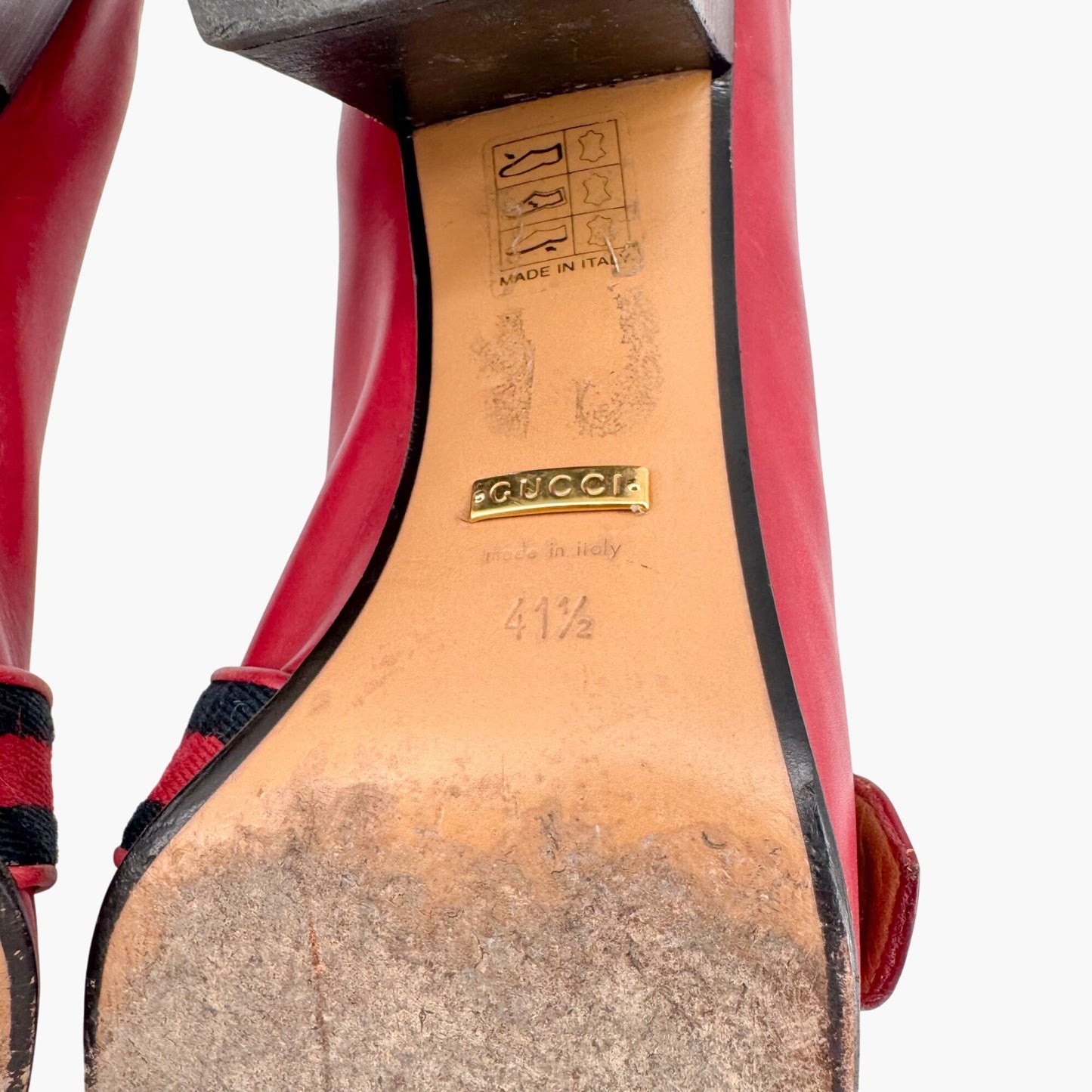 Gucci Peyton GG Web Stripe Loafer Pumps in Red Leather – Size 41.5