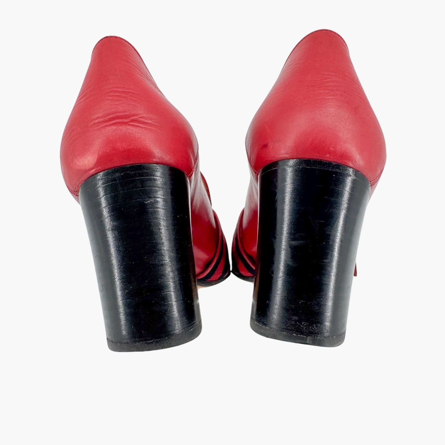 Gucci Peyton GG Web Stripe Loafer Pumps in Red Leather – Size 41.5