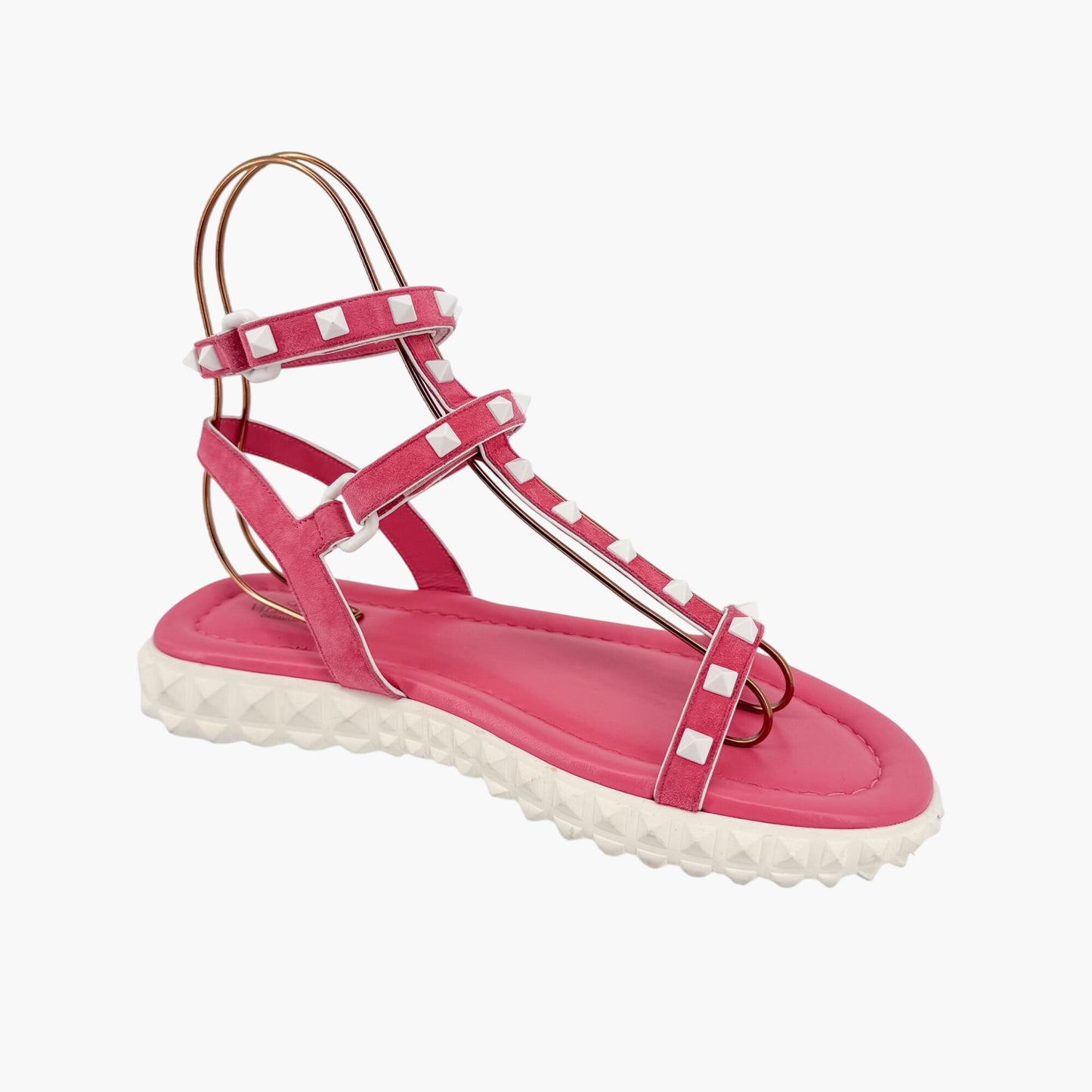 Valentino Garavani Free Rockstud Gladiator Sandals in Pink Suede – Size 39