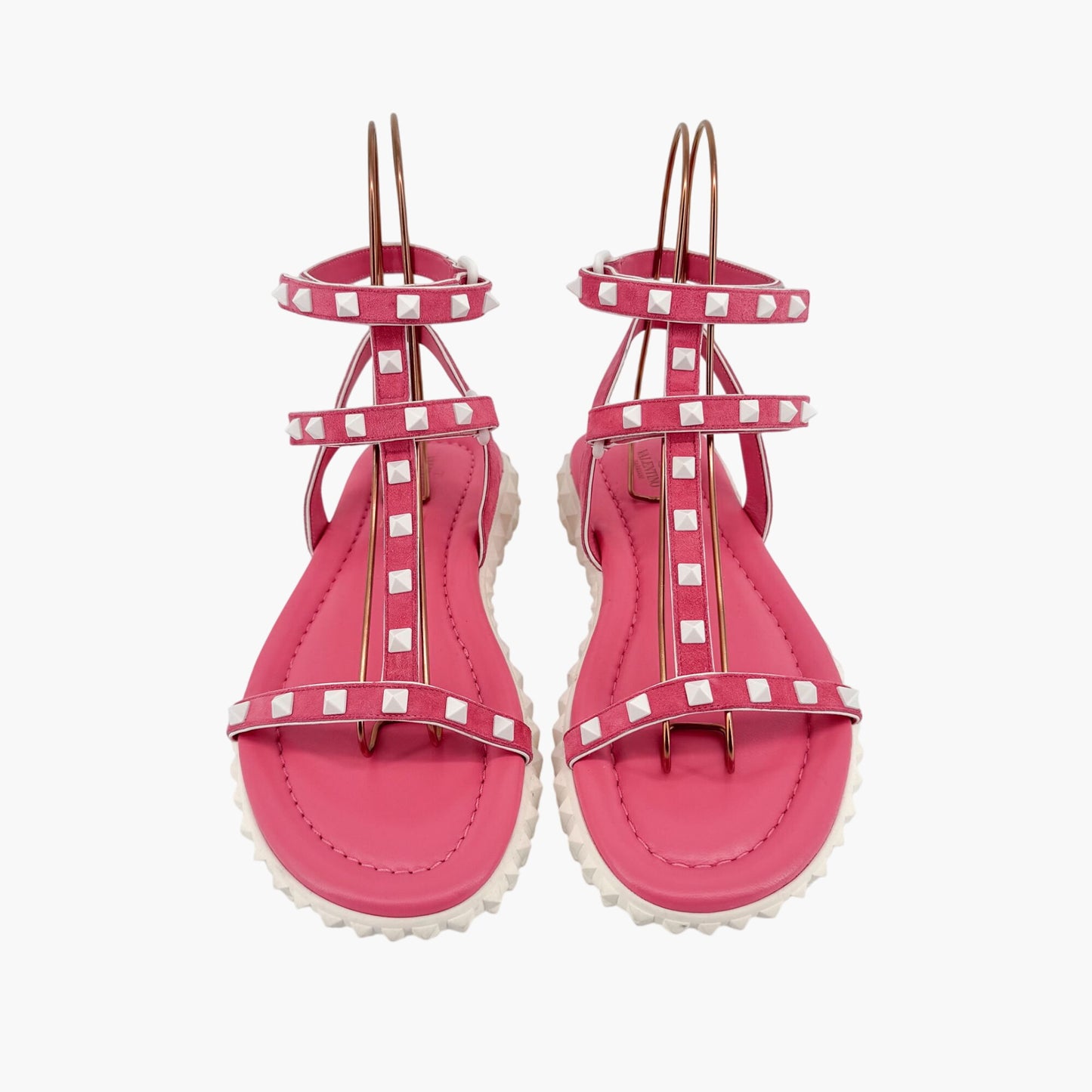 Valentino Garavani Free Rockstud Gladiator Sandals in Pink Suede – Size 39