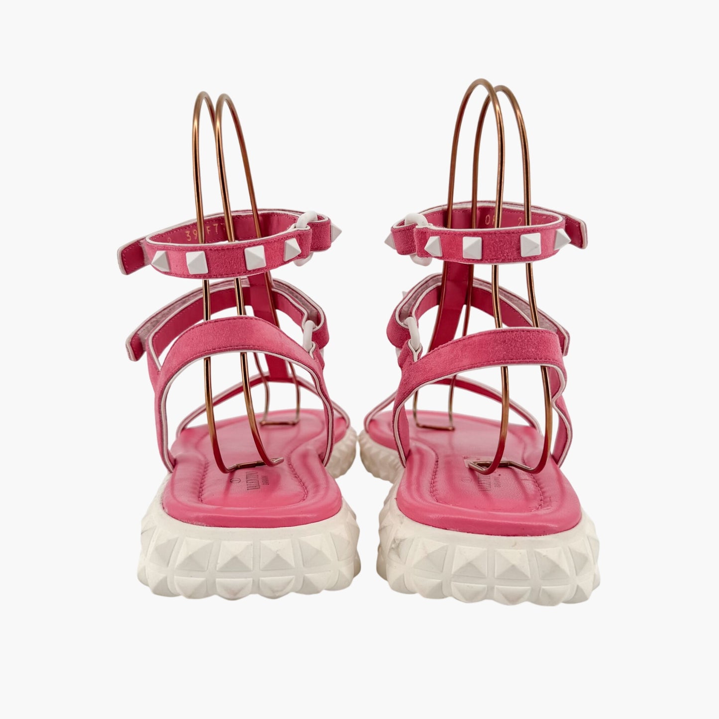 Valentino Garavani Free Rockstud Gladiator Sandals in Pink Suede – Size 39