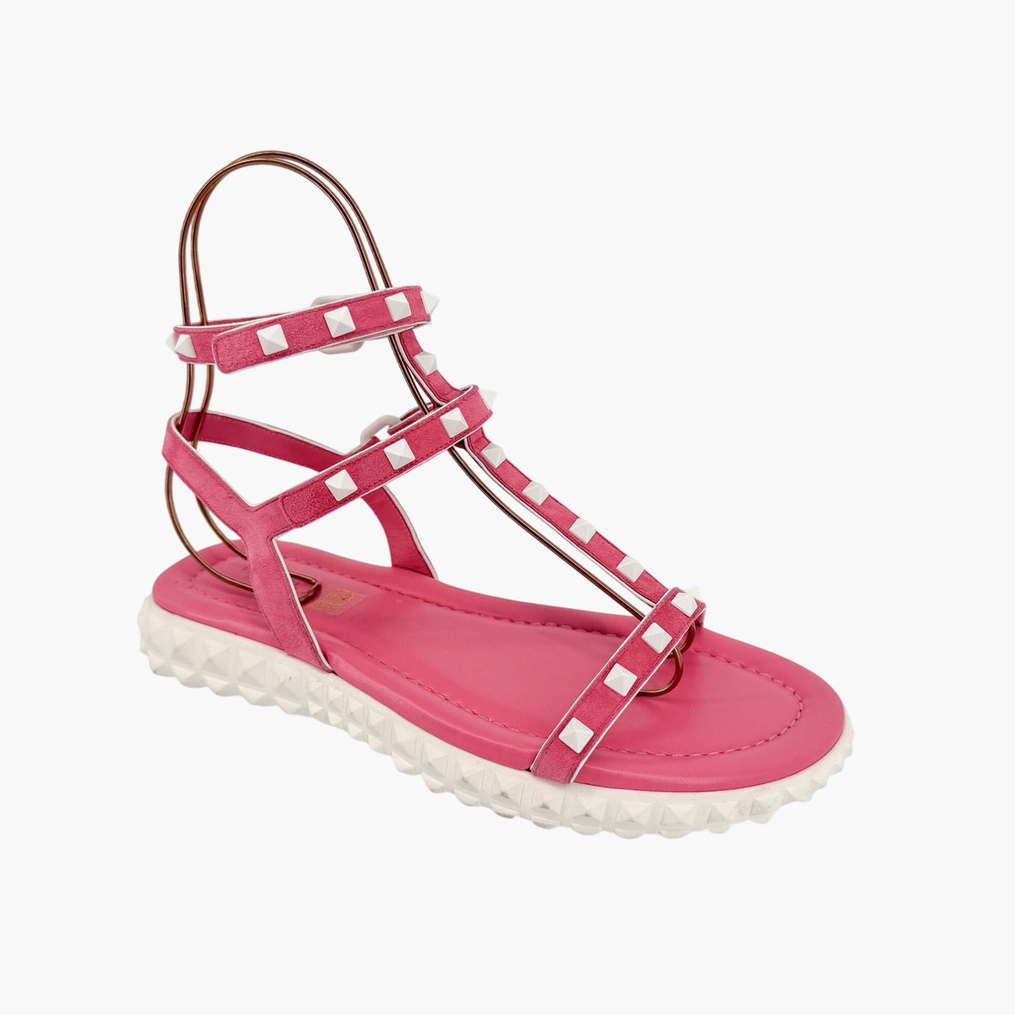 Valentino Garavani Free Rockstud Gladiator Sandals in Pink Suede – Size 39