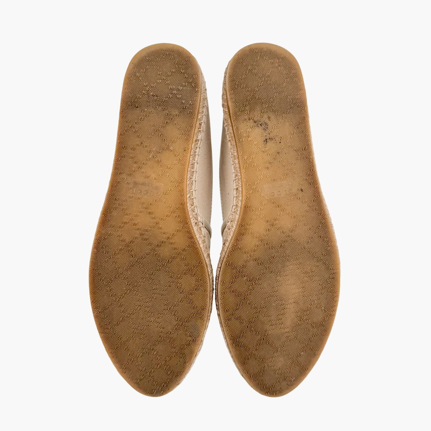 Gucci GG Monogram Espadrille Flats in White Canvas Size 38.5