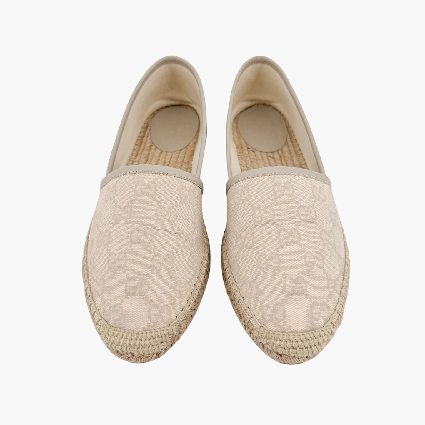Gucci GG Monogram Espadrille Flats in White Canvas Size 38.5