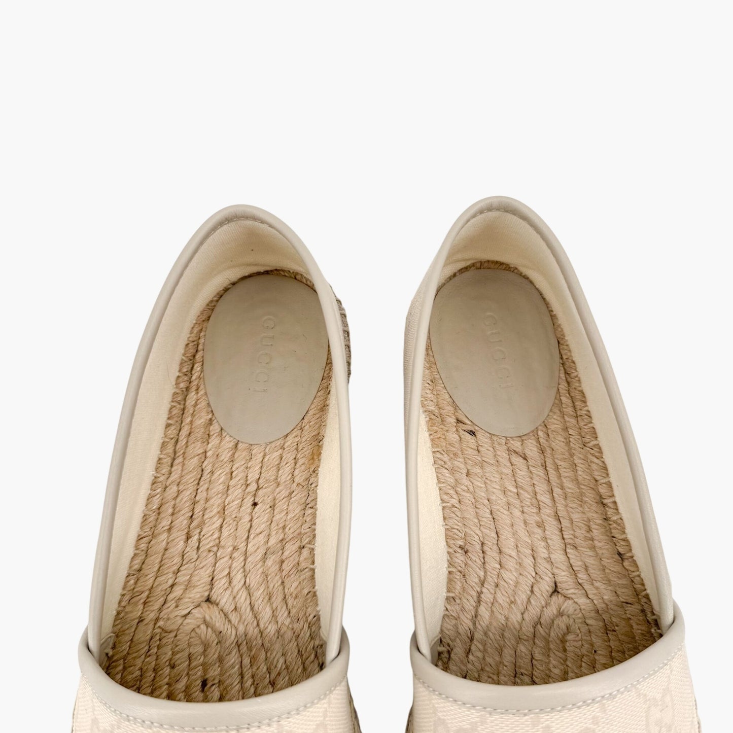 Gucci GG Monogram Espadrille Flats in White Canvas Size 38.5