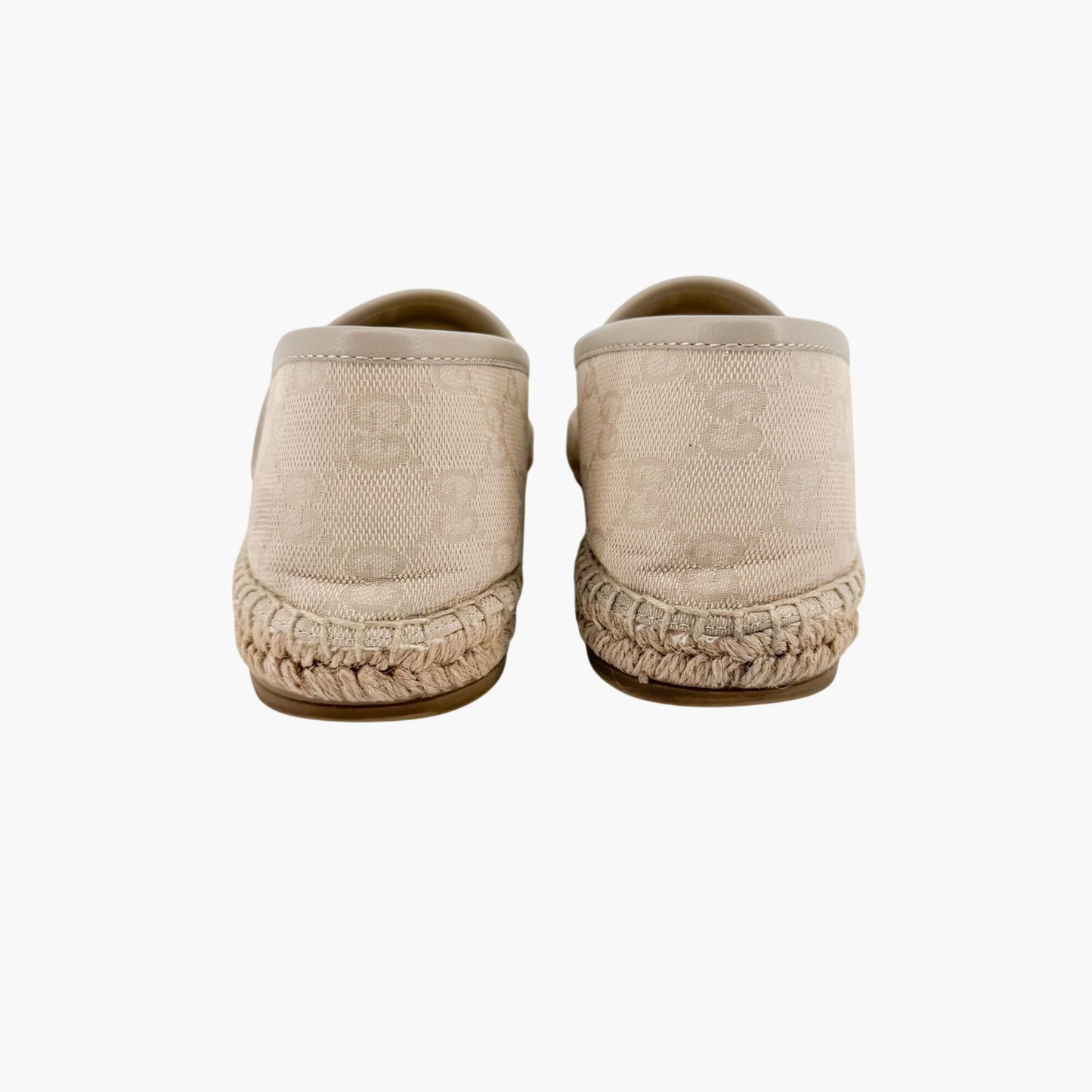 Gucci GG Monogram Espadrille Flats in White Canvas Size 38.5