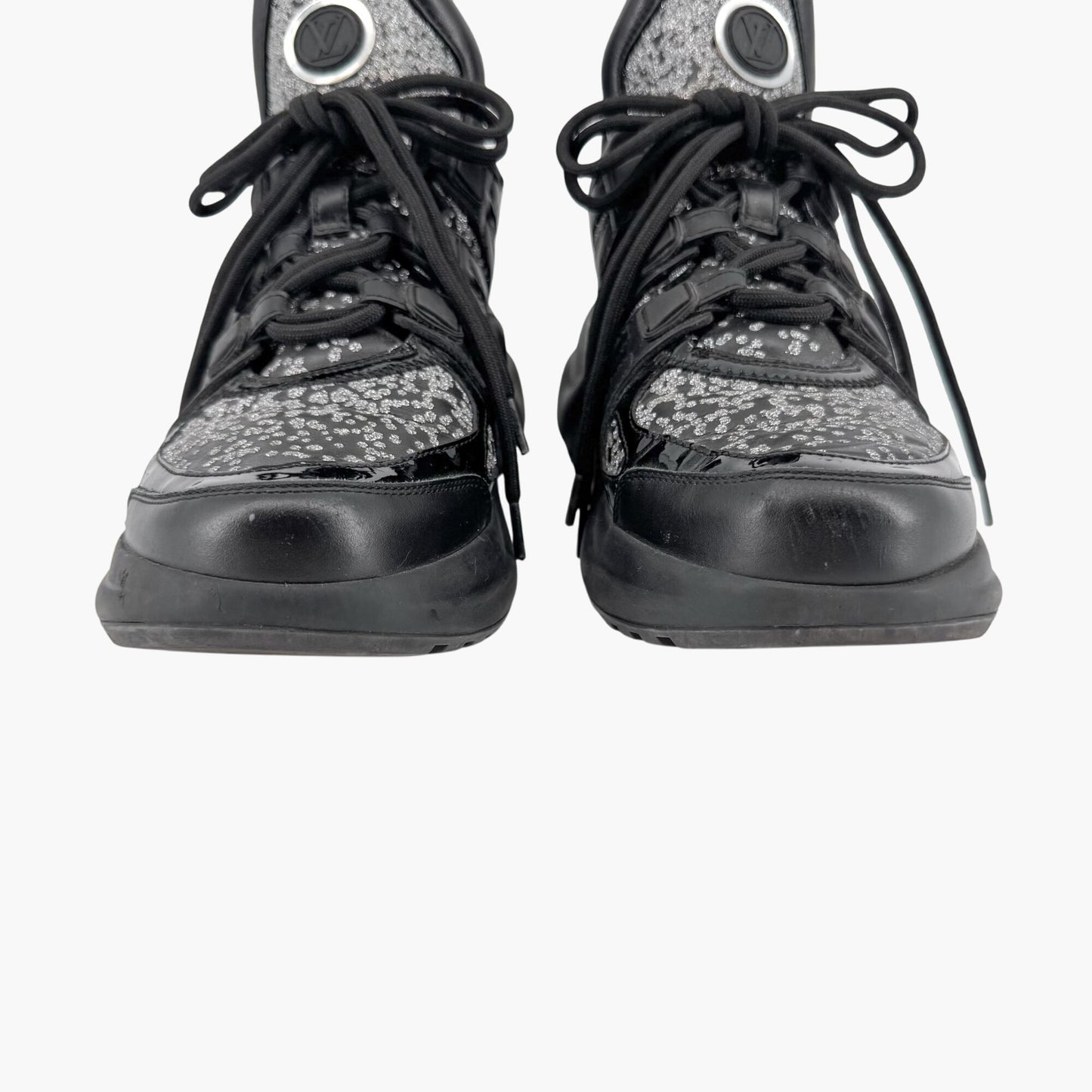 Louis Vuitton Archlight Sneakers in Black Leather with Silver Glitter – Size 37.5