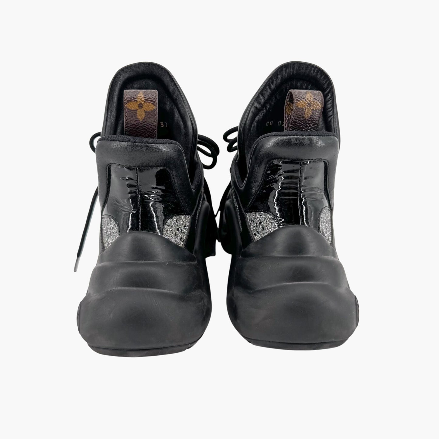 Louis Vuitton Archlight Sneakers in Black Leather with Silver Glitter – Size 37.5