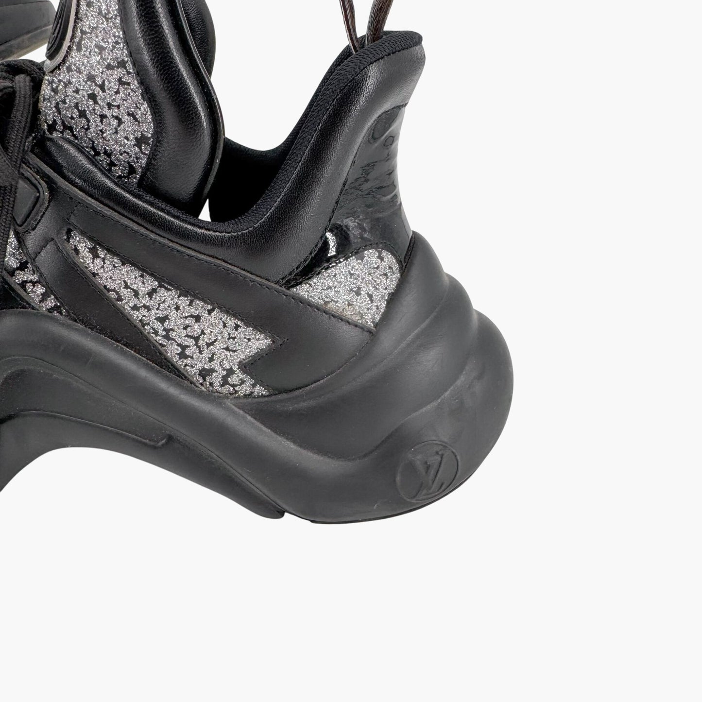 Louis Vuitton Archlight Sneakers in Black Leather with Silver Glitter – Size 37.5