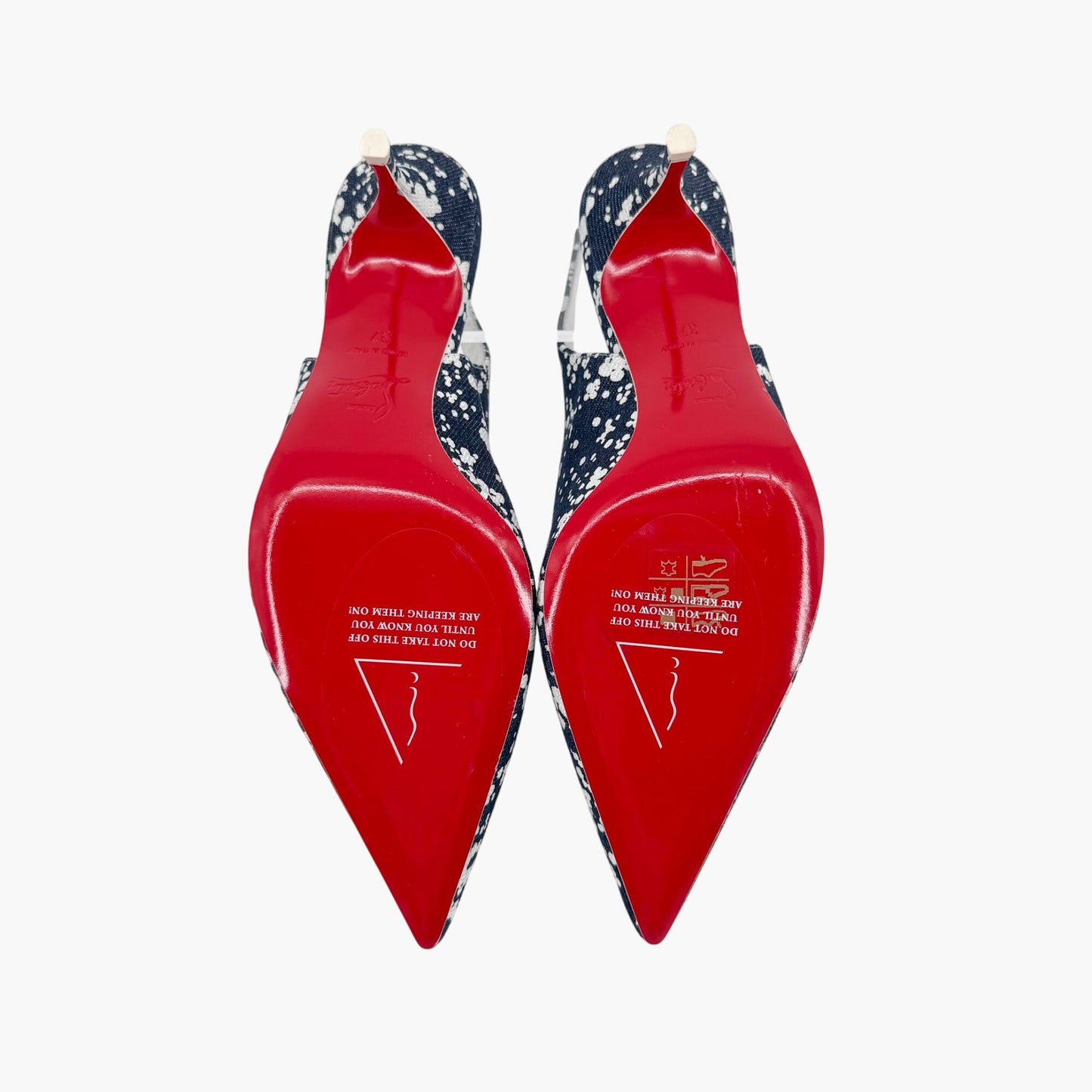 Christian Louboutin Kate Sling 55 Denim Slingback Pumps in Blue – Size 37