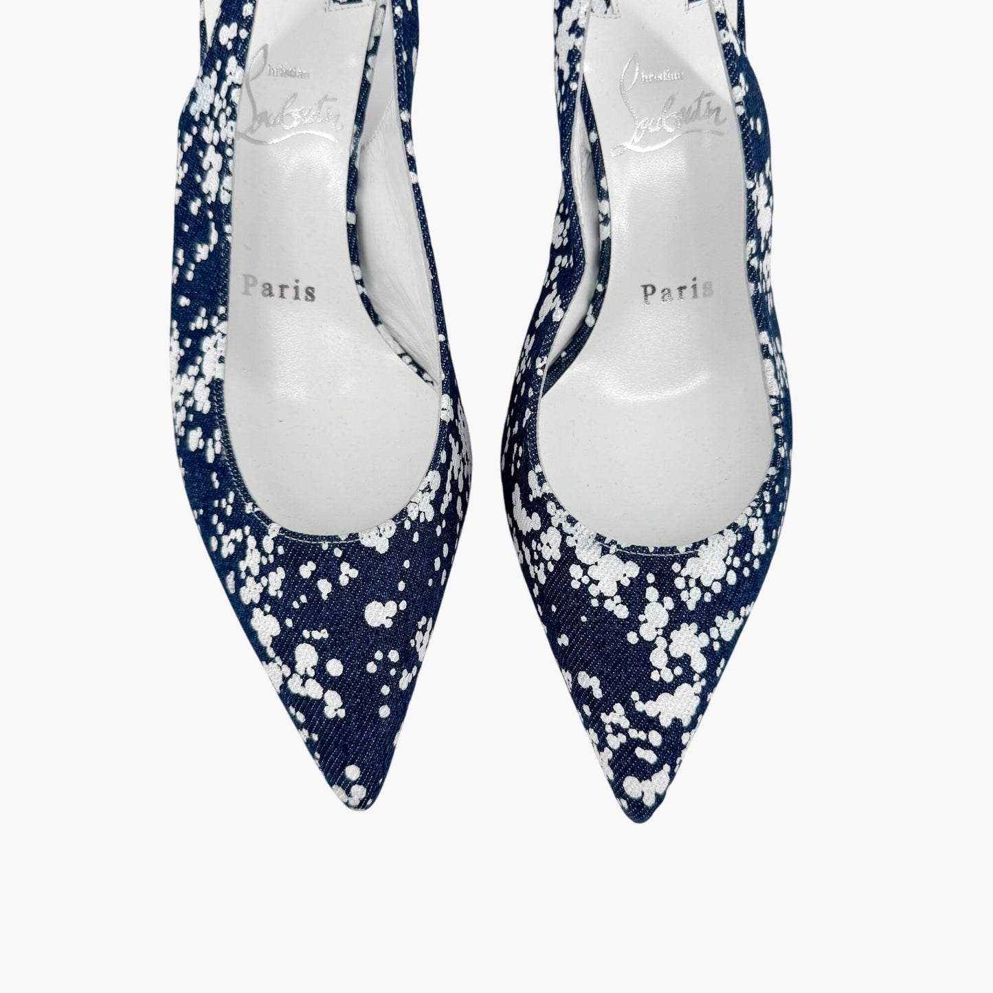 Christian Louboutin Kate Sling 55 Denim Slingback Pumps in Blue – Size 37