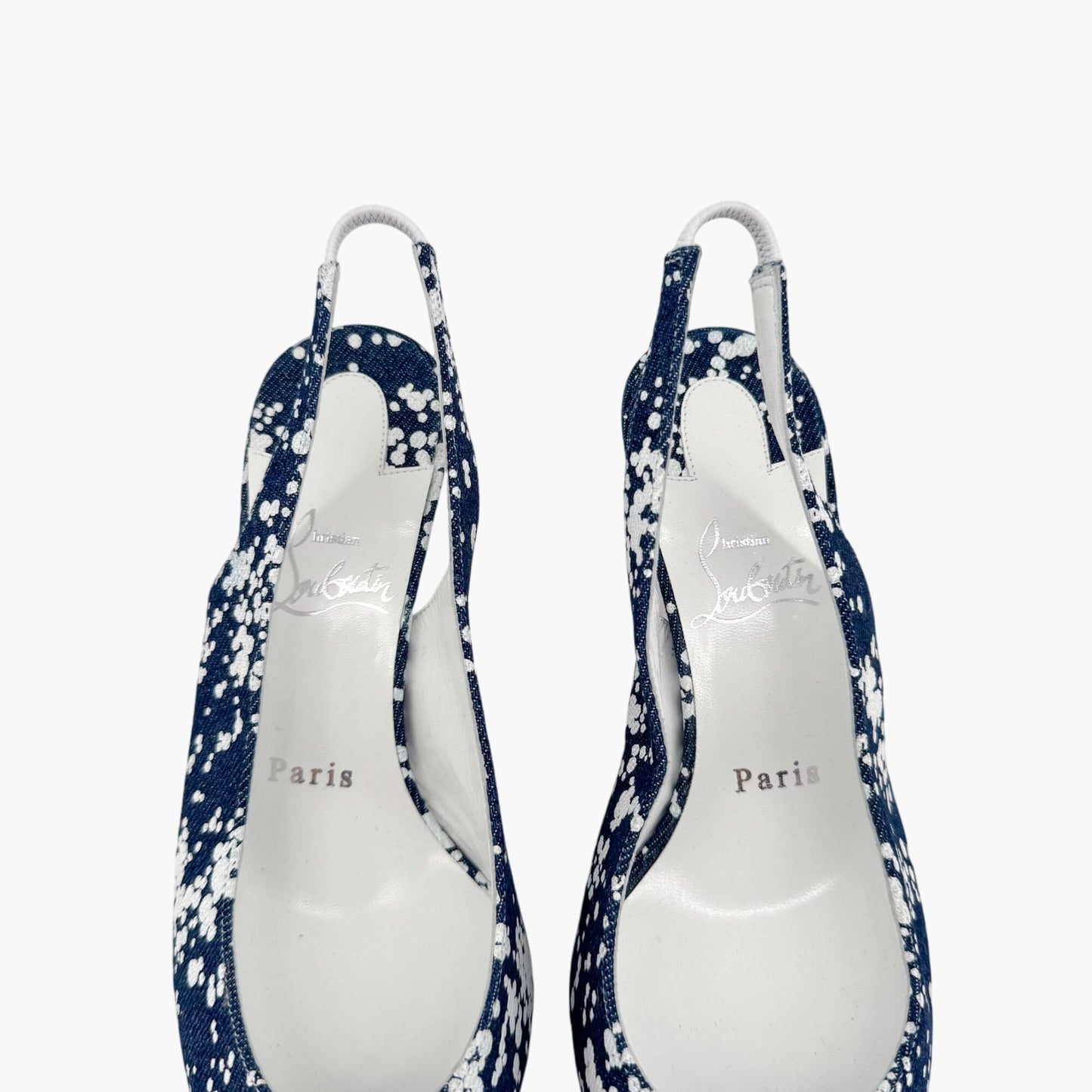 Christian Louboutin Kate Sling 55 Denim Slingback Pumps in Blue – Size 37