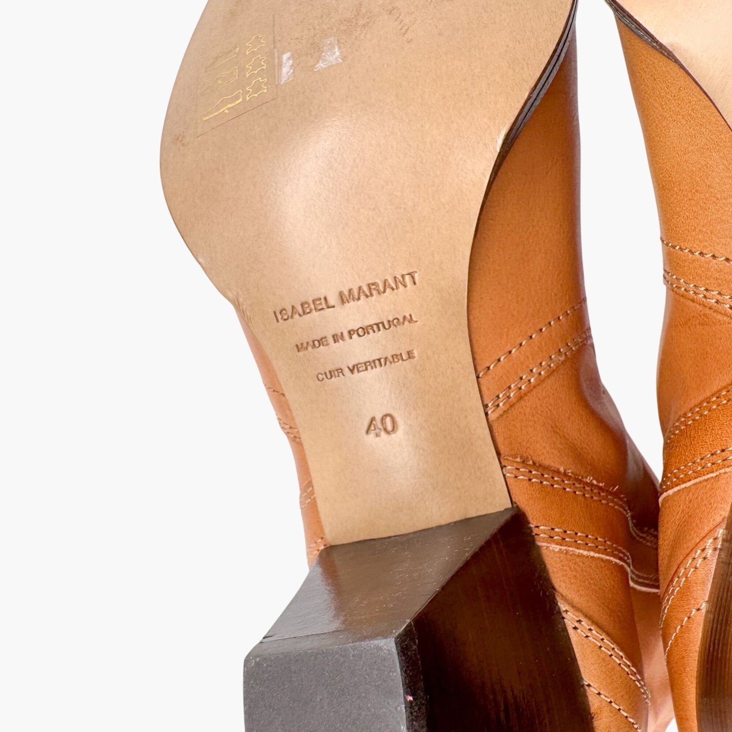 Isabel Marant Remko Over-The-Knee Western Boots in Cognac Leather – Size 40