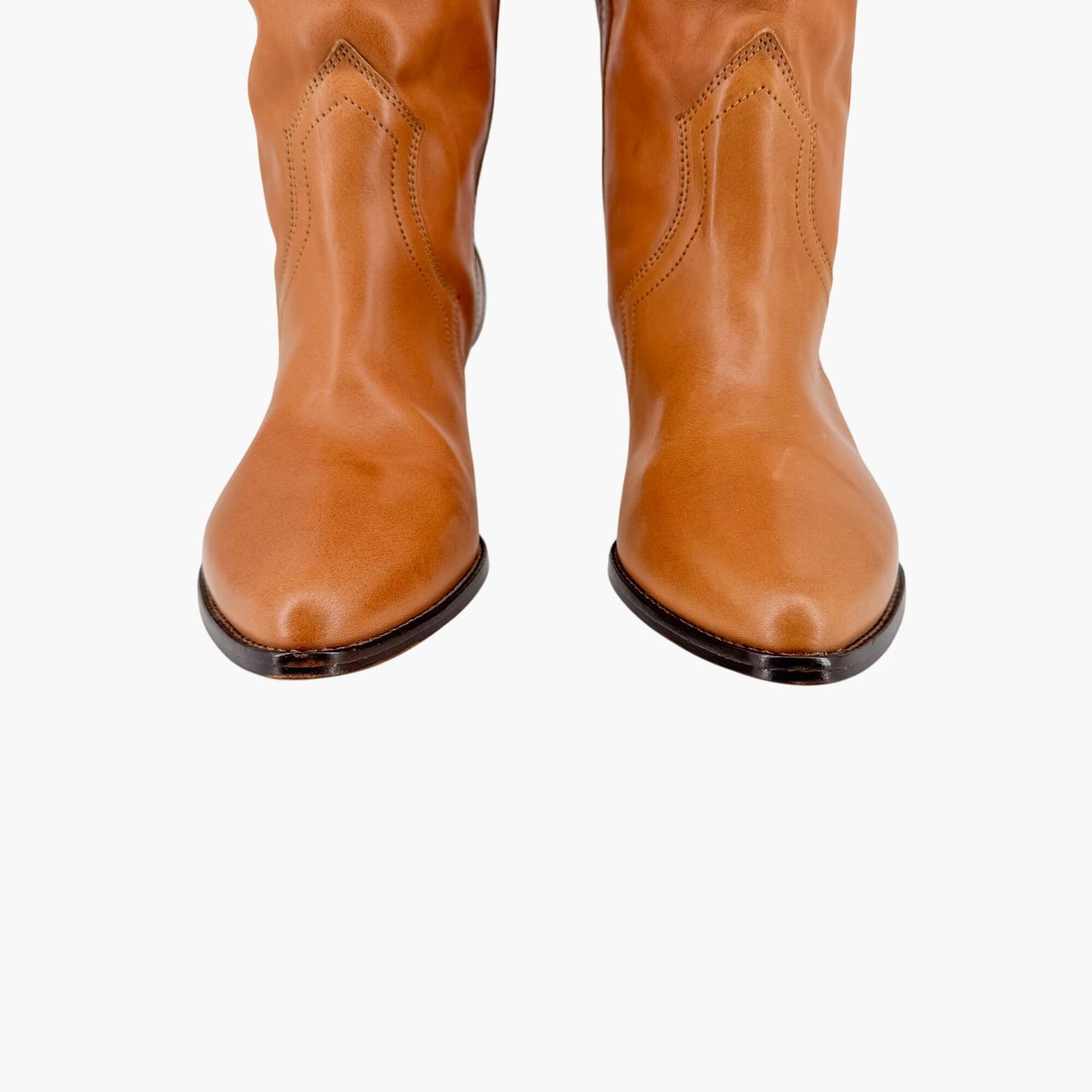 Isabel Marant Remko Over-The-Knee Western Boots in Cognac Leather – Size 40