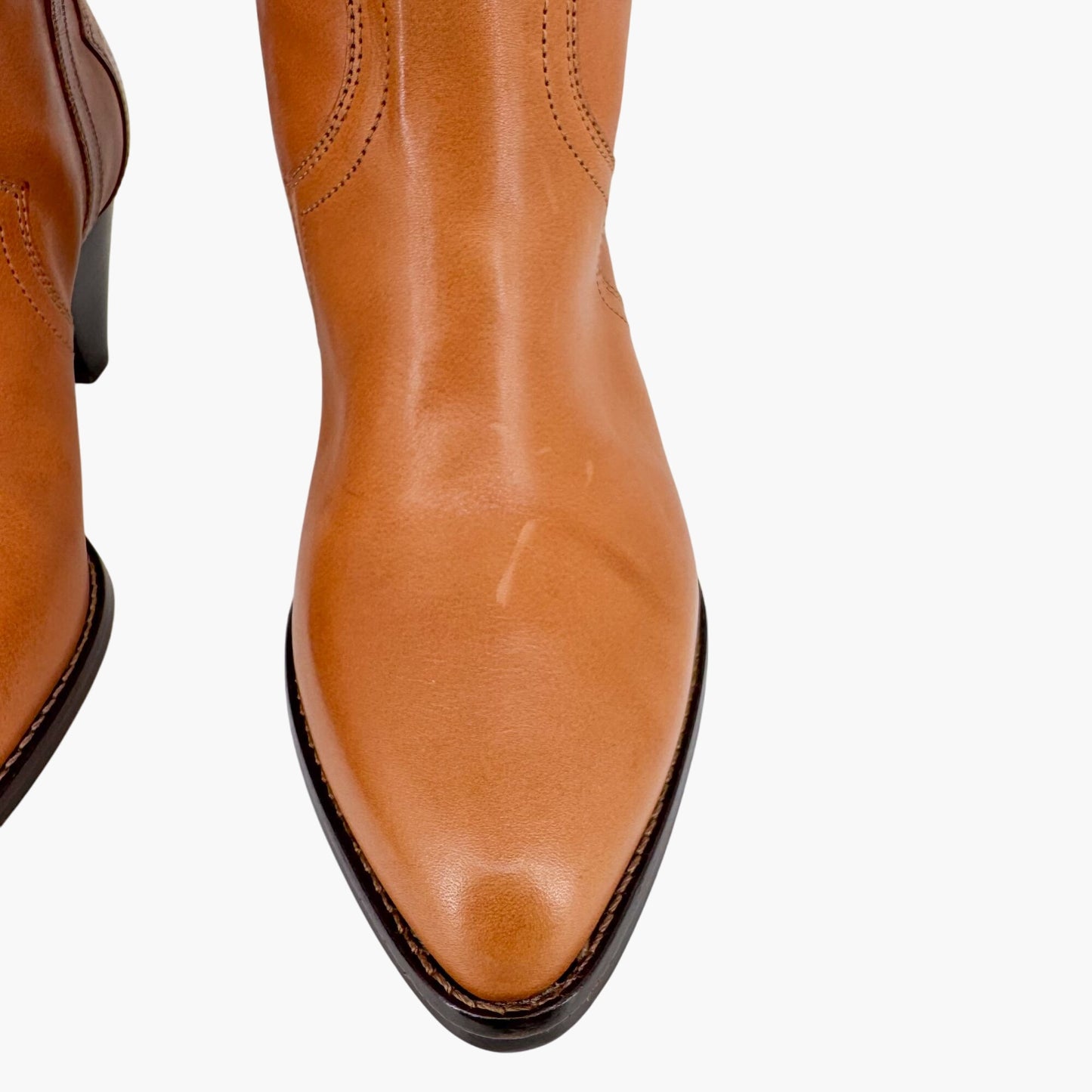 Isabel Marant Remko Over-The-Knee Western Boots in Cognac Leather – Size 40
