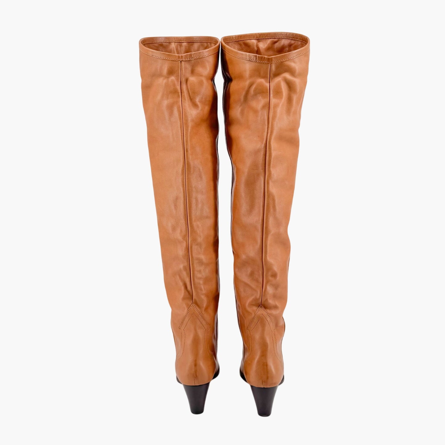 Isabel Marant Remko Over-The-Knee Western Boots in Cognac Leather – Size 40