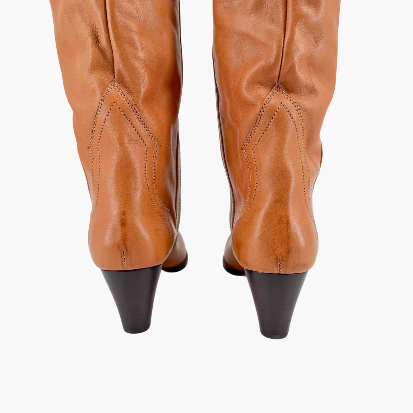 Isabel Marant Remko Over-The-Knee Western Boots in Cognac Leather – Size 40