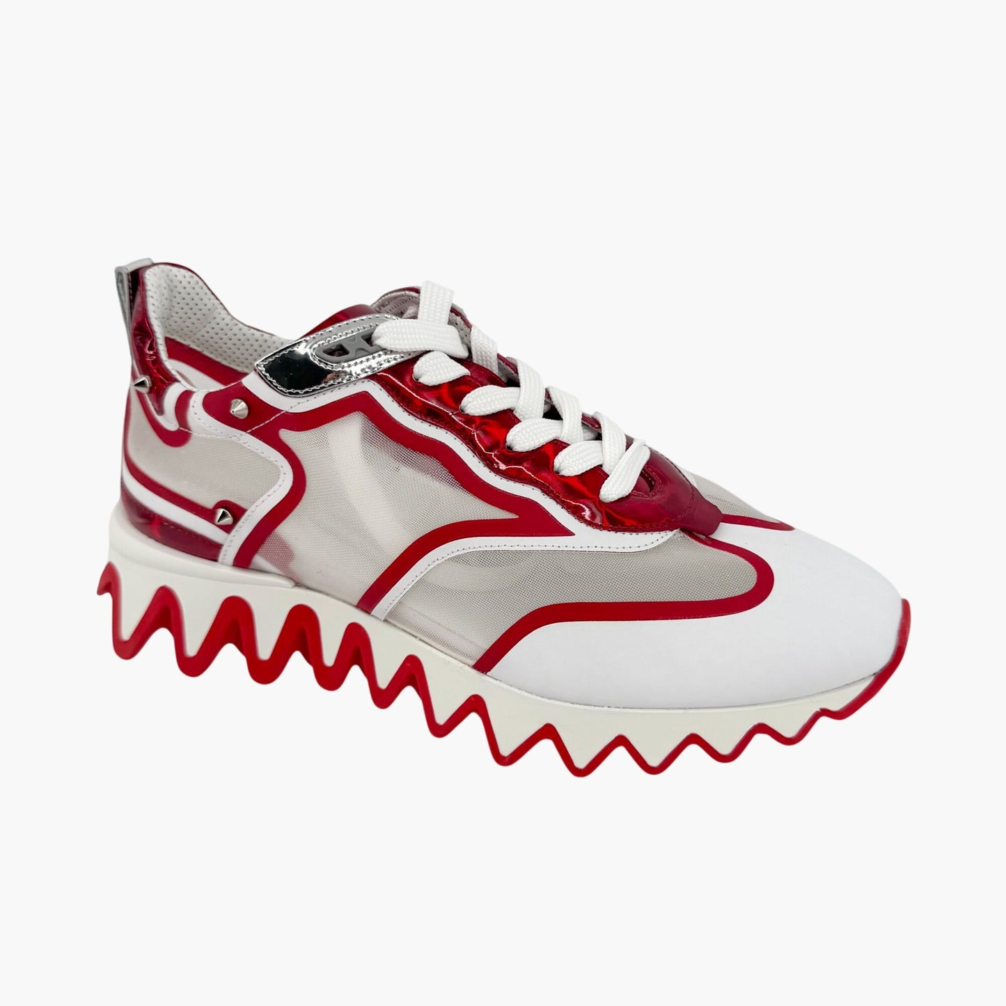 Christian Louboutin White & Red Sharkina Sneakers – Size 41
