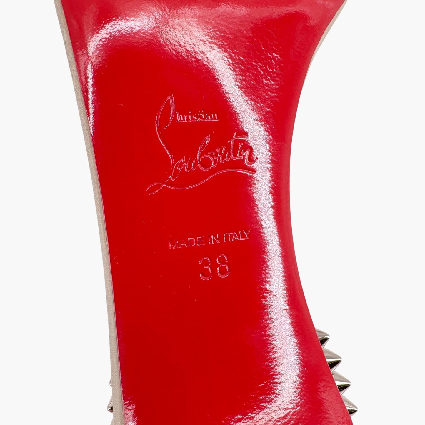 Christian Louboutin So Me Spike Heel Sandals Beige Leather – Size 38
