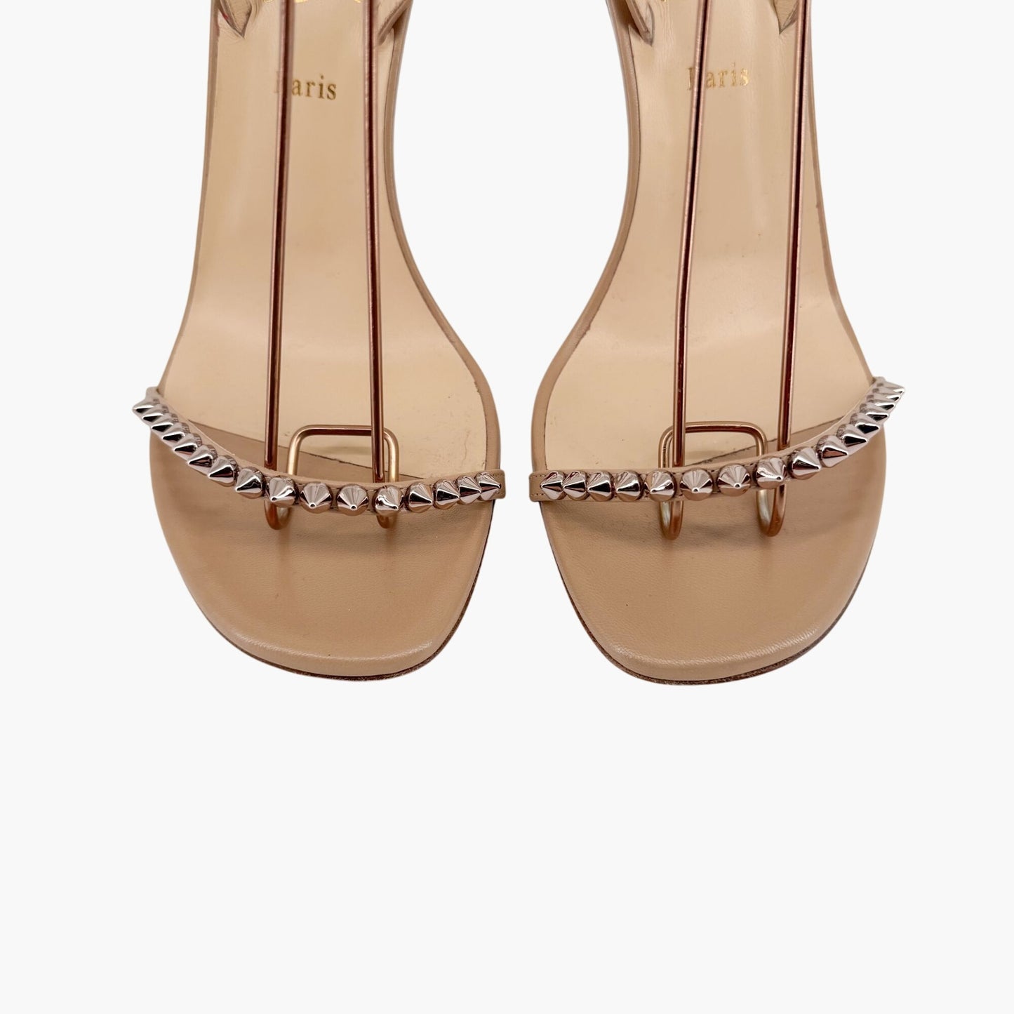Christian Louboutin So Me Spike Heel Sandals Beige Leather – Size 38