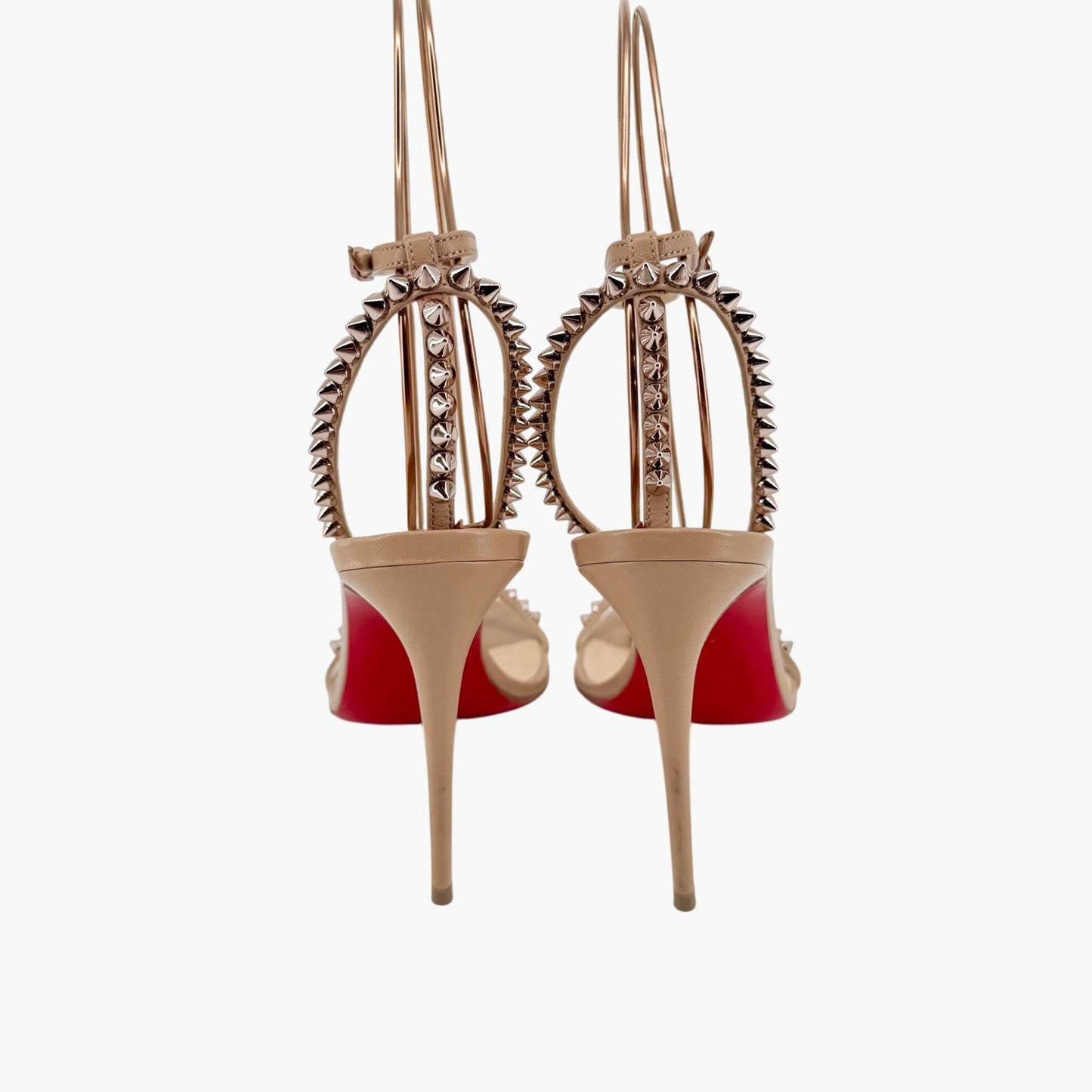 Christian Louboutin So Me Spike Heel Sandals Beige Leather – Size 38