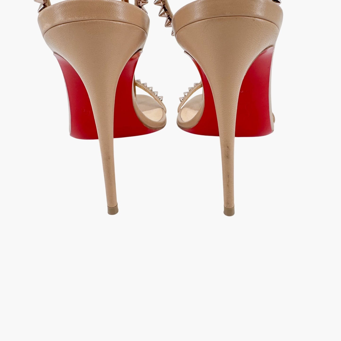 Christian Louboutin So Me Spike Heel Sandals Beige Leather – Size 38