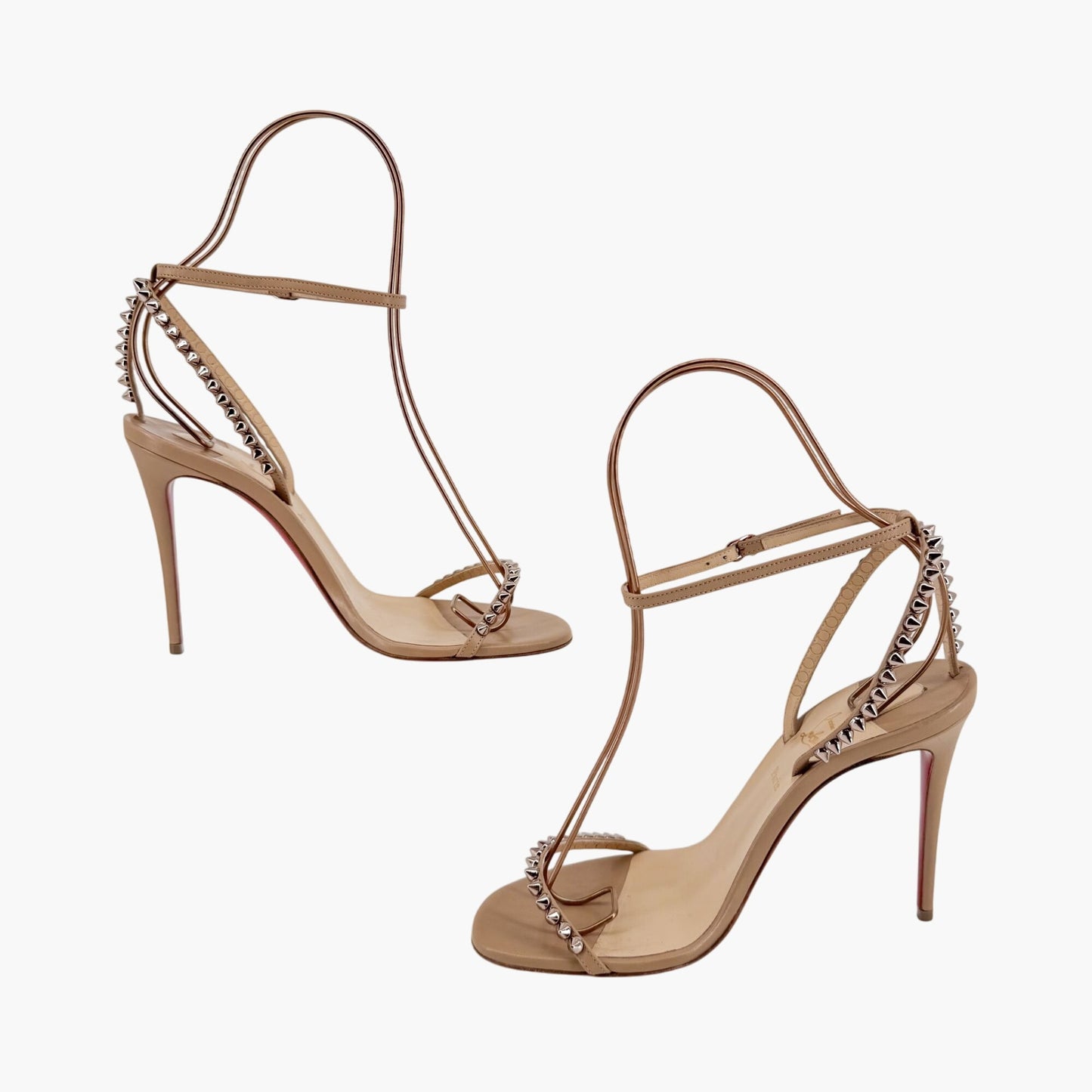 Christian Louboutin So Me Spike Heel Sandals Beige Leather – Size 38