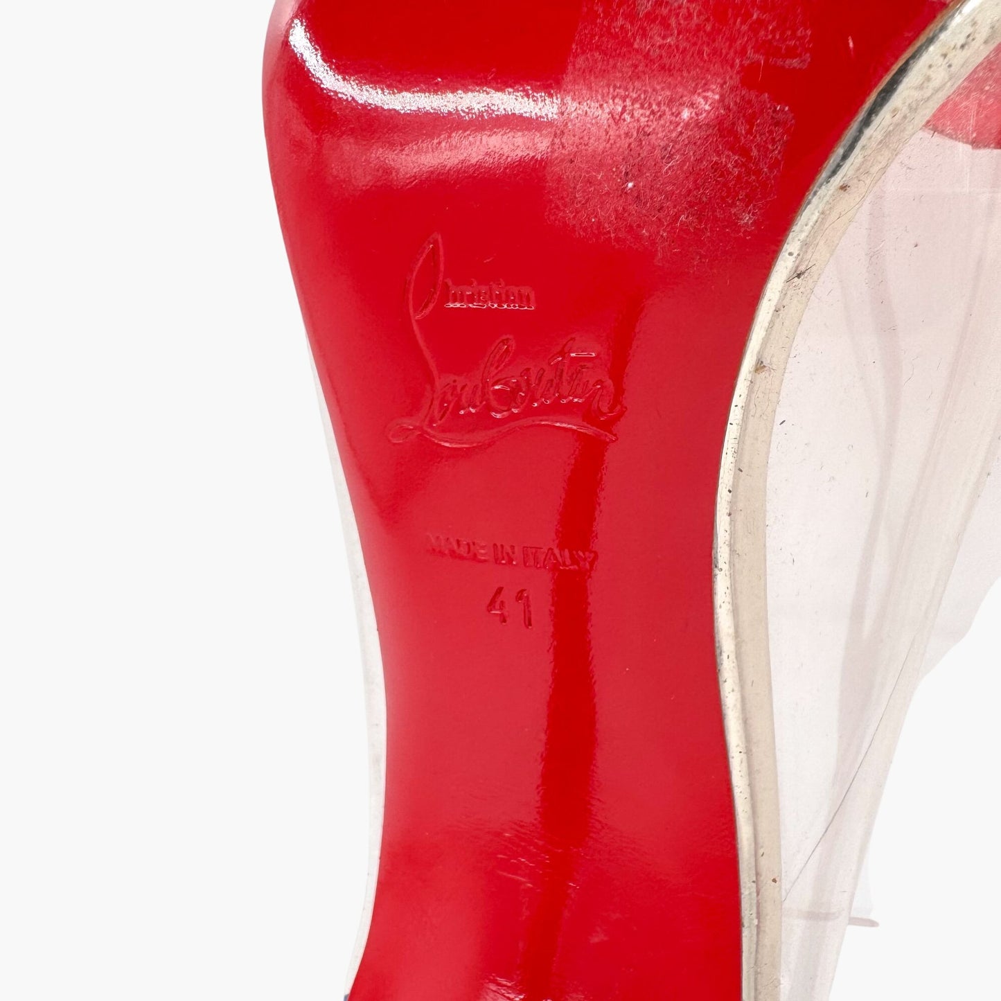 Christian Louboutin Tip Peep Toe Pumps in Clear PVC with Red Bow – Size 41