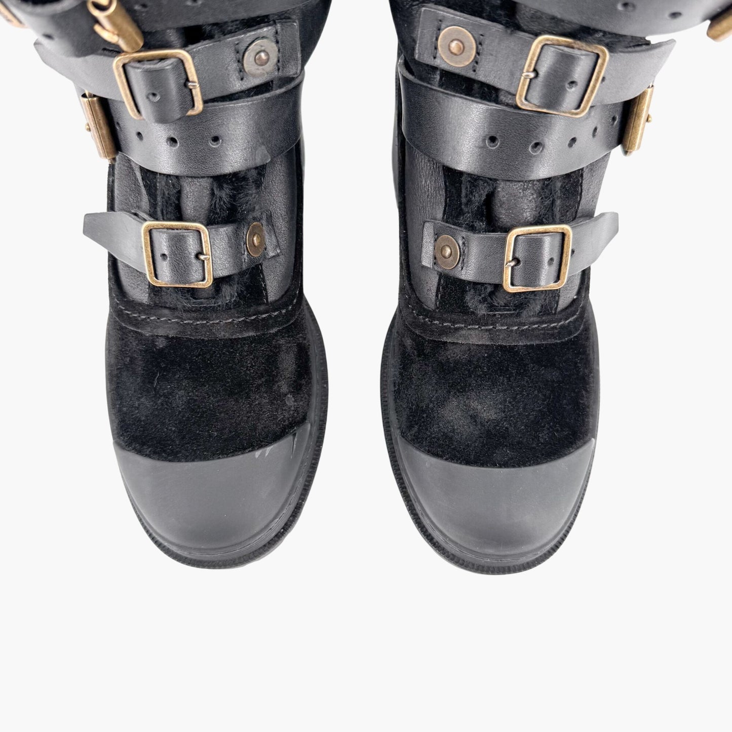 Burberry Aviator Dukes 50 Moto Boot in Black Suede Size 38