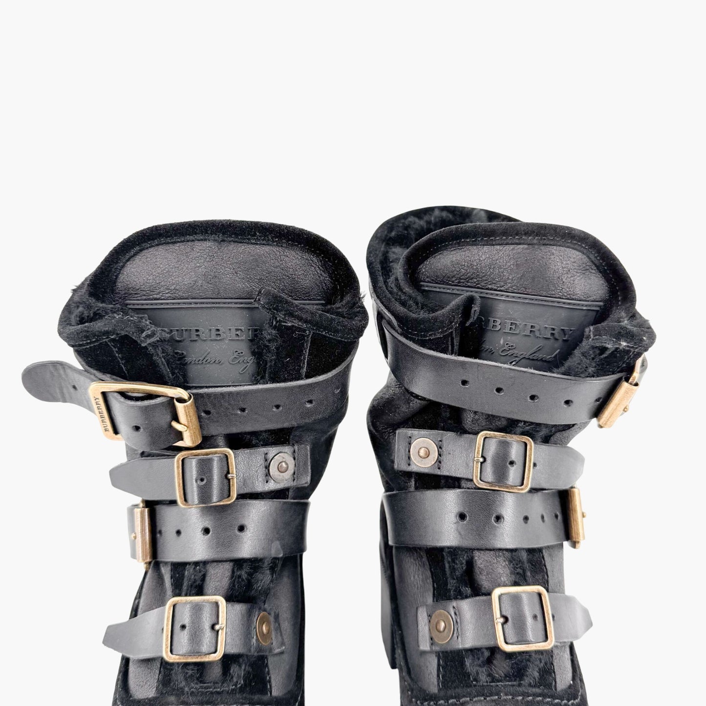 Burberry Aviator Dukes 50 Moto Boot in Black Suede Size 38