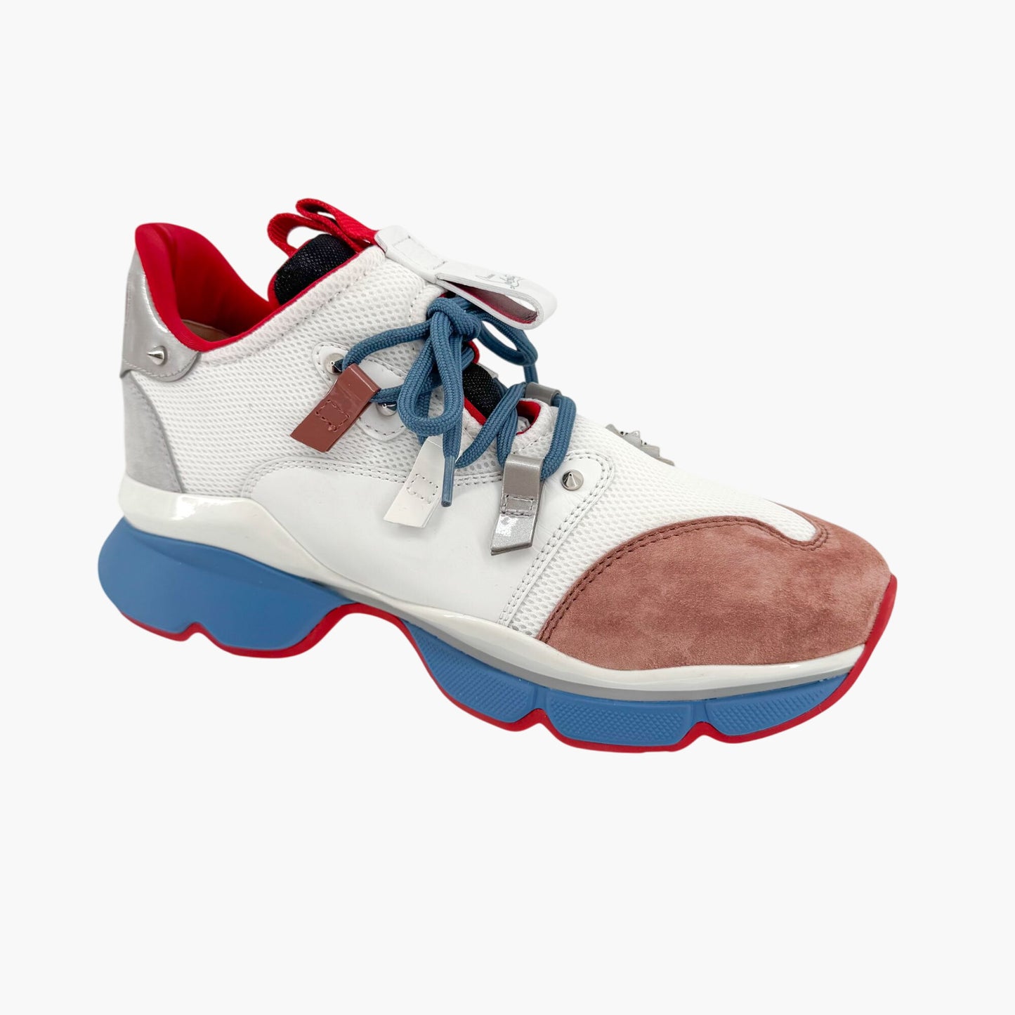 Christian Louboutin Red Runner Donna Sneakers in White & Mauve – Size 40