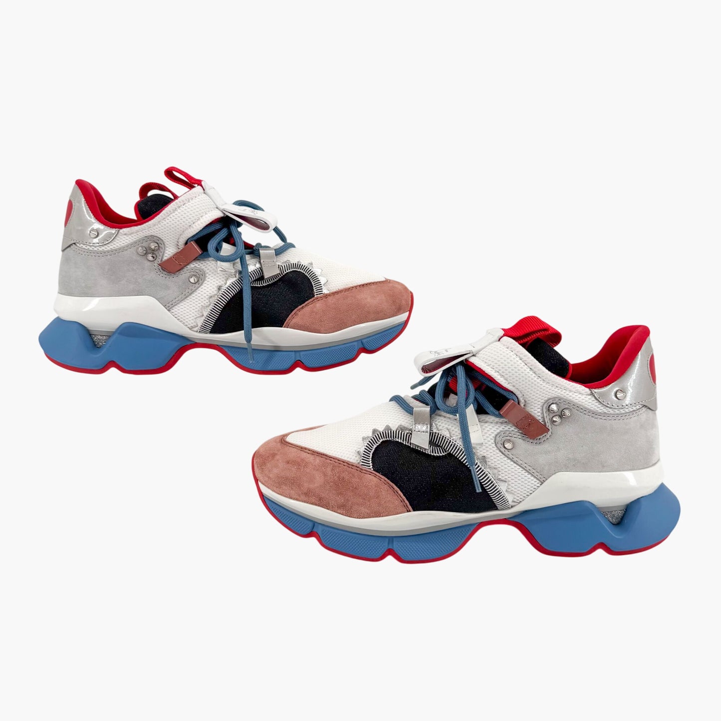 Christian Louboutin Red Runner Donna Sneakers in White & Mauve – Size 40