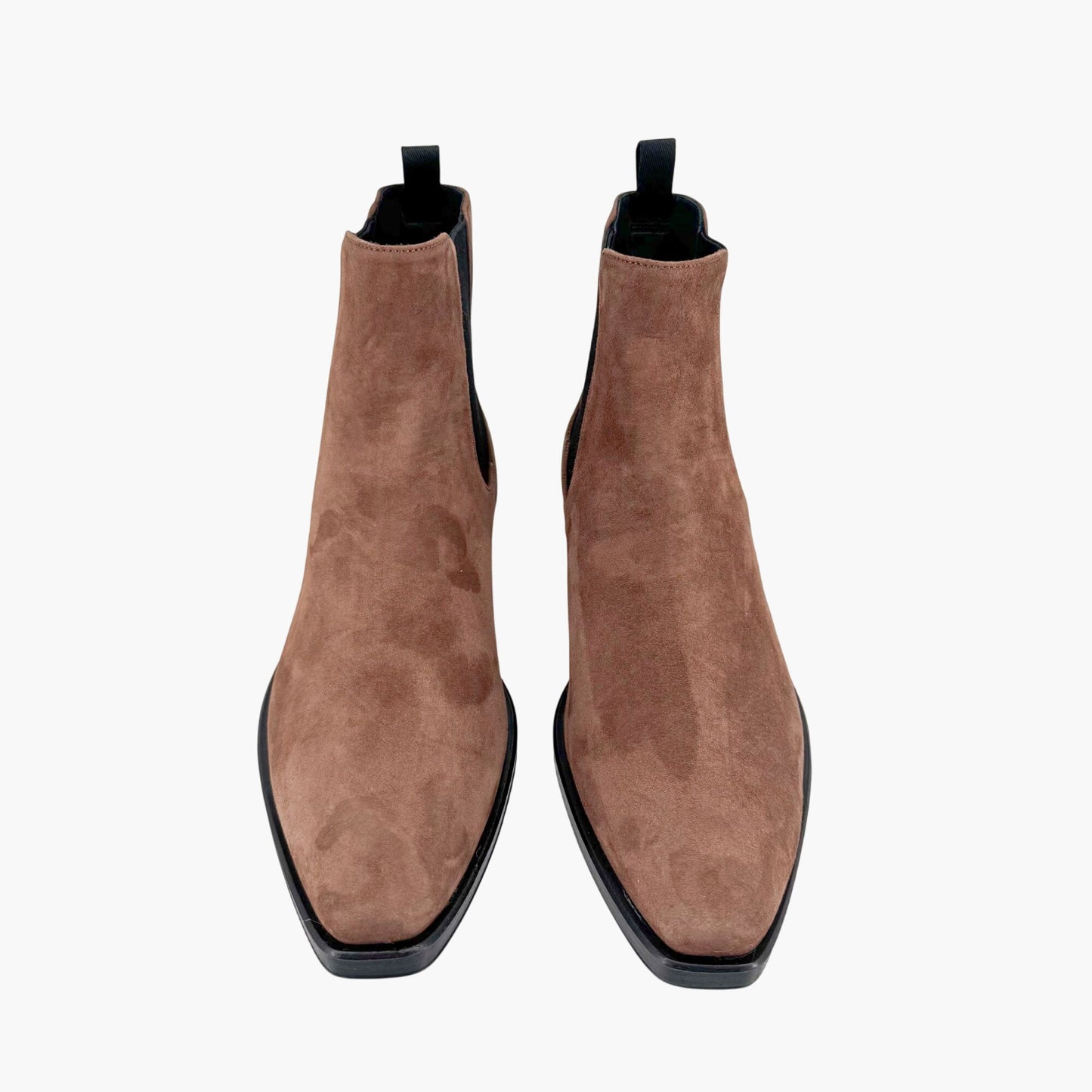 Prada Snip Toe Chelsea Ankle Boots in Brown Suede – Size 38