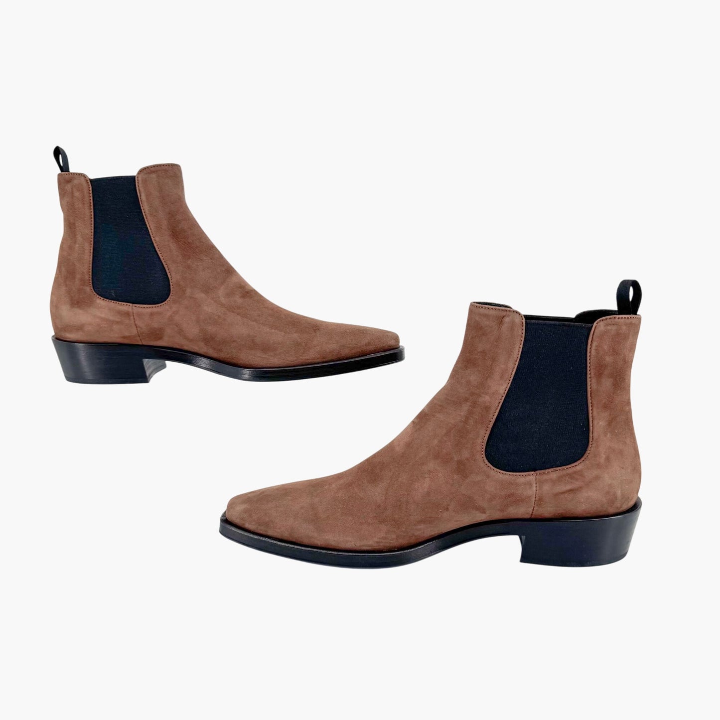 Prada Snip Toe Chelsea Ankle Boots in Brown Suede – Size 38