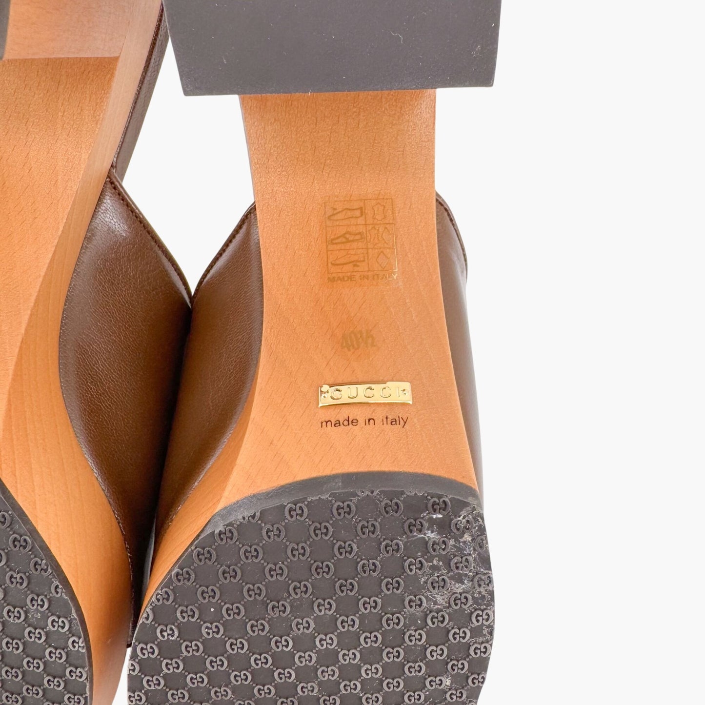 Gucci Houdan Horsebit Platform Mule Sandals in Brown Leather Size 40.5