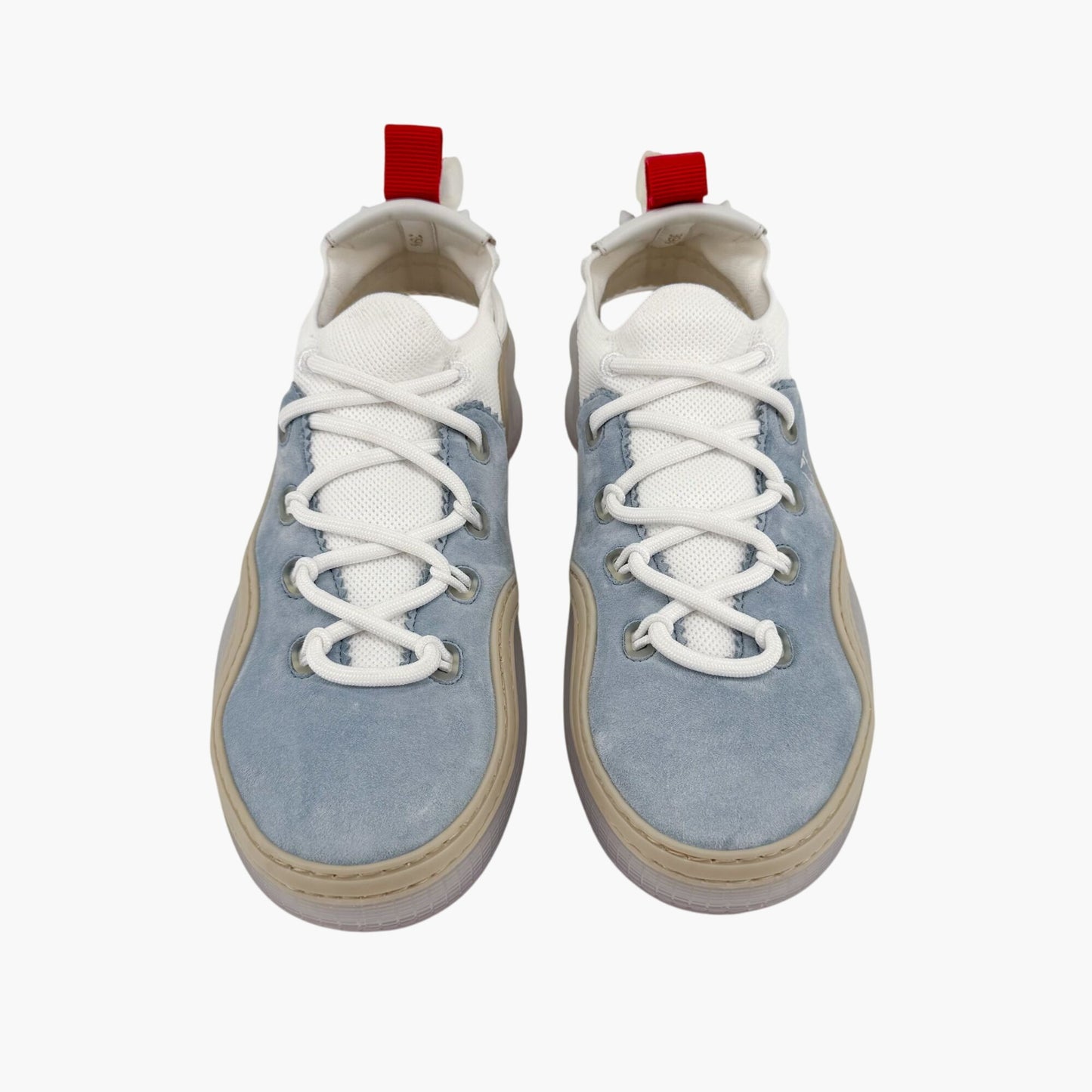 Christian Louboutin Arpoador Sneakers in Light Blue Suede with Red Soles – Size 39.5