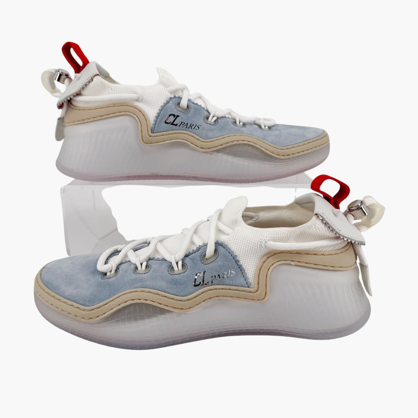 Christian Louboutin Arpoador Sneakers in Light Blue Suede with Red Soles – Size 39.5