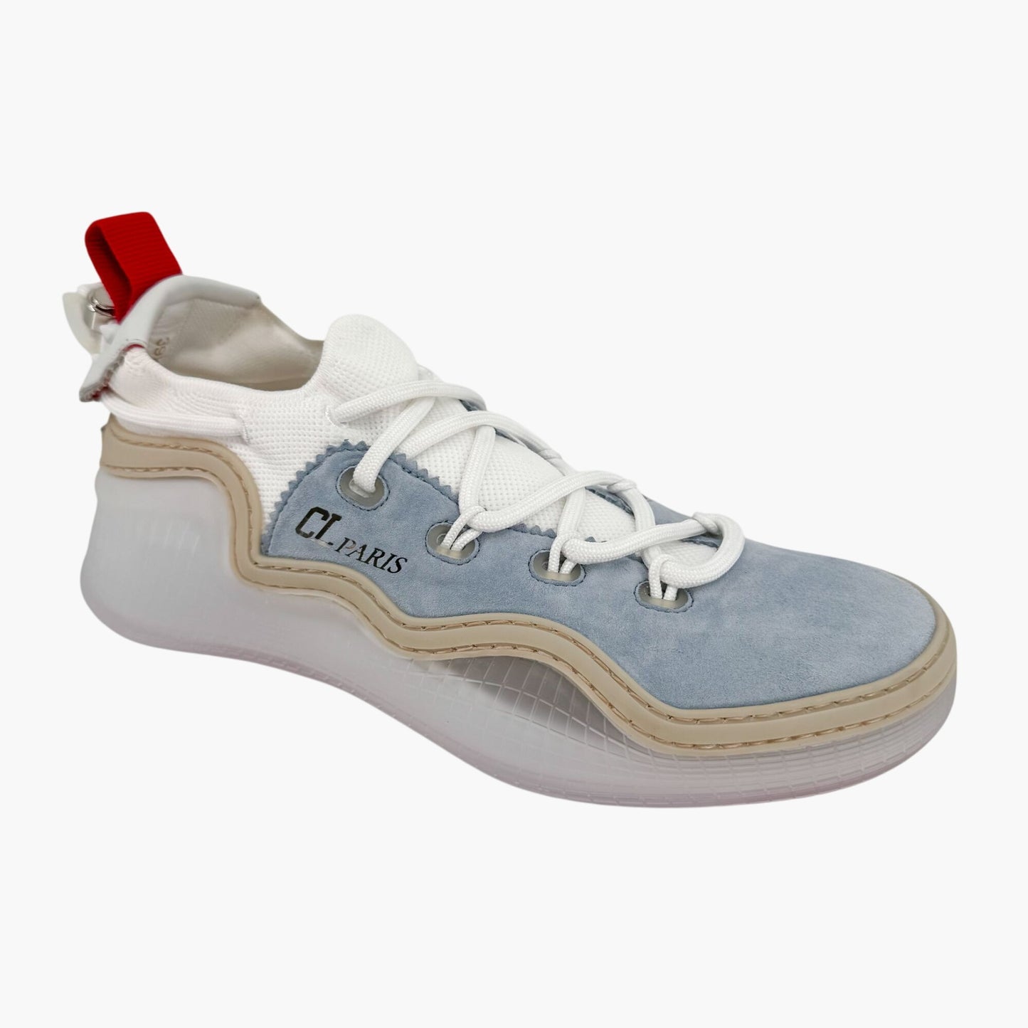 Christian Louboutin Arpoador Sneakers in Light Blue Suede with Red Soles – Size 39.5