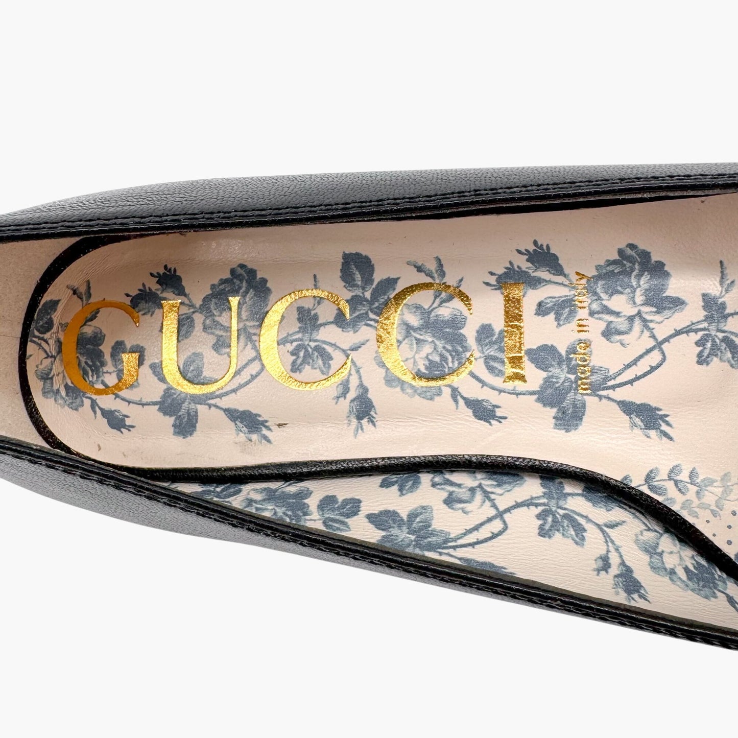 Gucci Hills GG Cap Toe Leather Ballet Flats Black Size 39