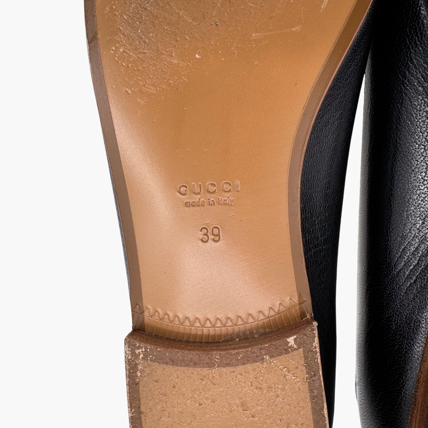 Gucci Hills GG Cap Toe Leather Ballet Flats Black Size 39