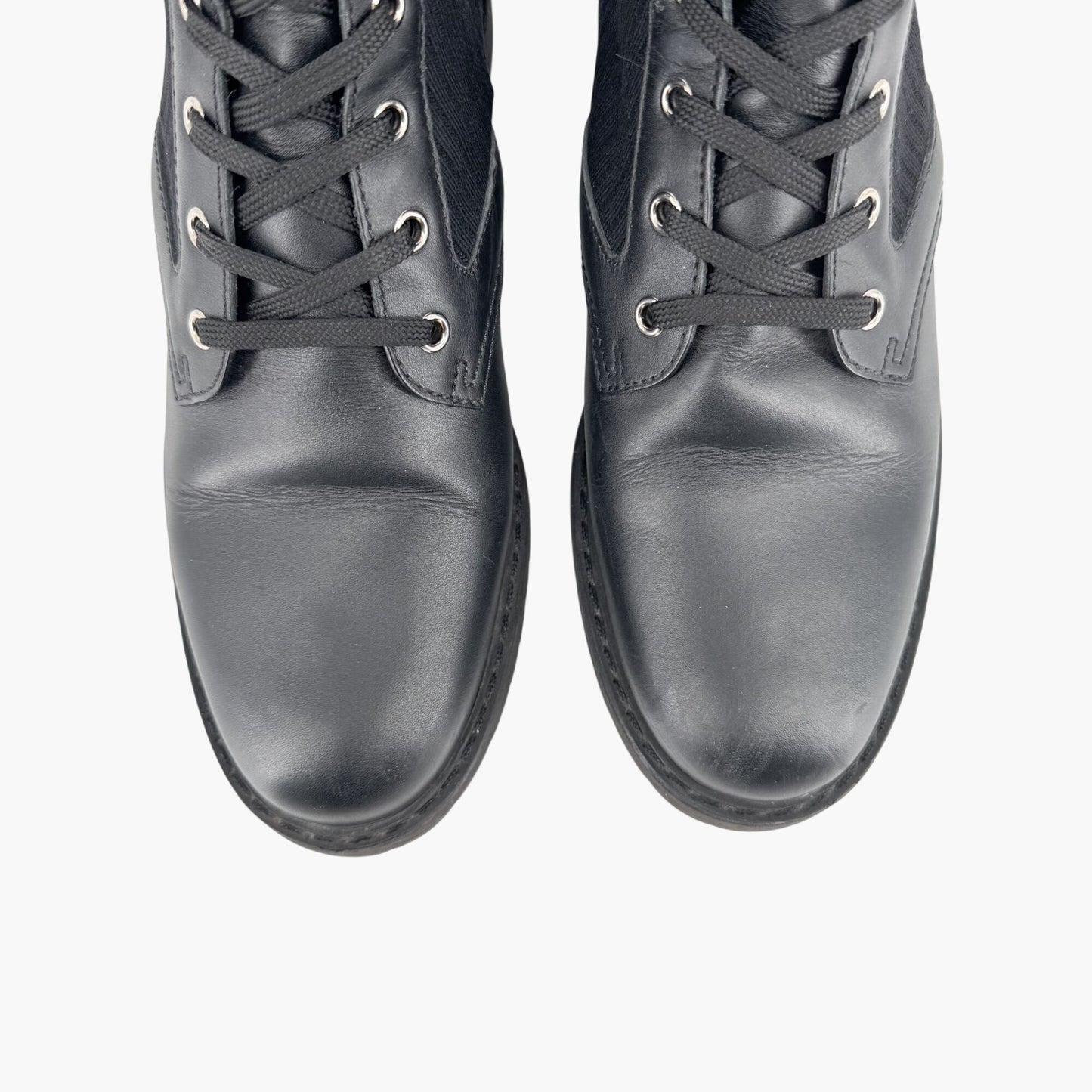 Fendi Rockoko Combat Boots in Black Leather Size 42