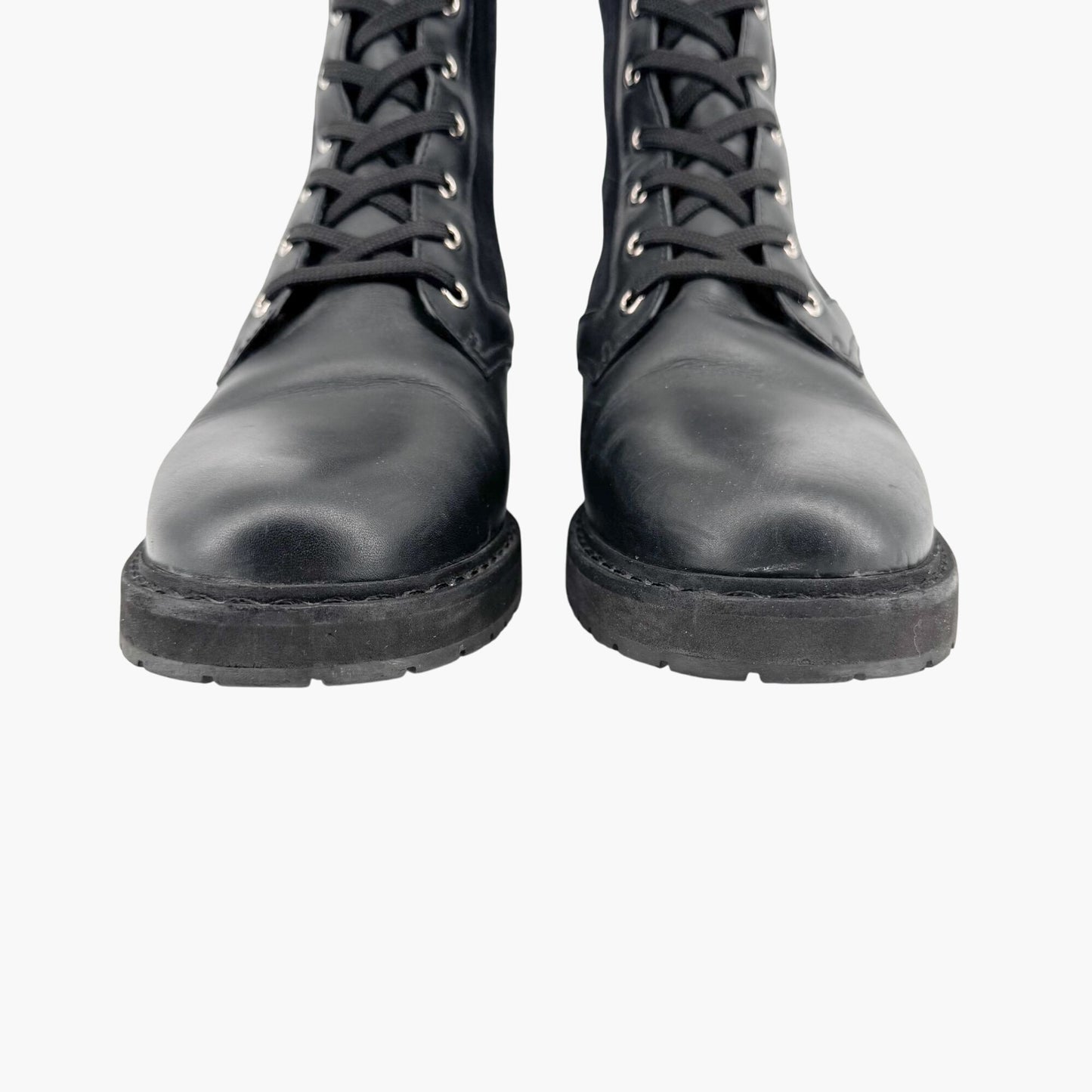 Fendi Rockoko Combat Boots in Black Leather Size 42