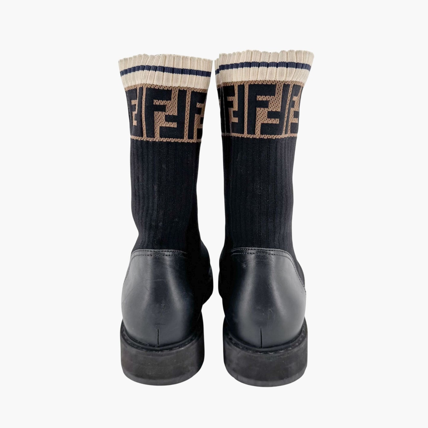 Fendi Rockoko Combat Boots in Black Leather Size 42