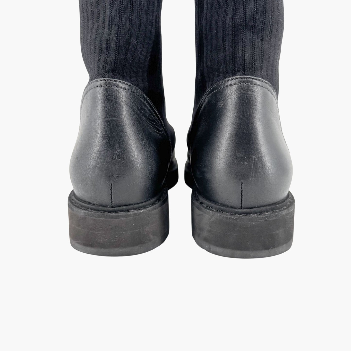 Fendi Rockoko Combat Boots in Black Leather Size 42