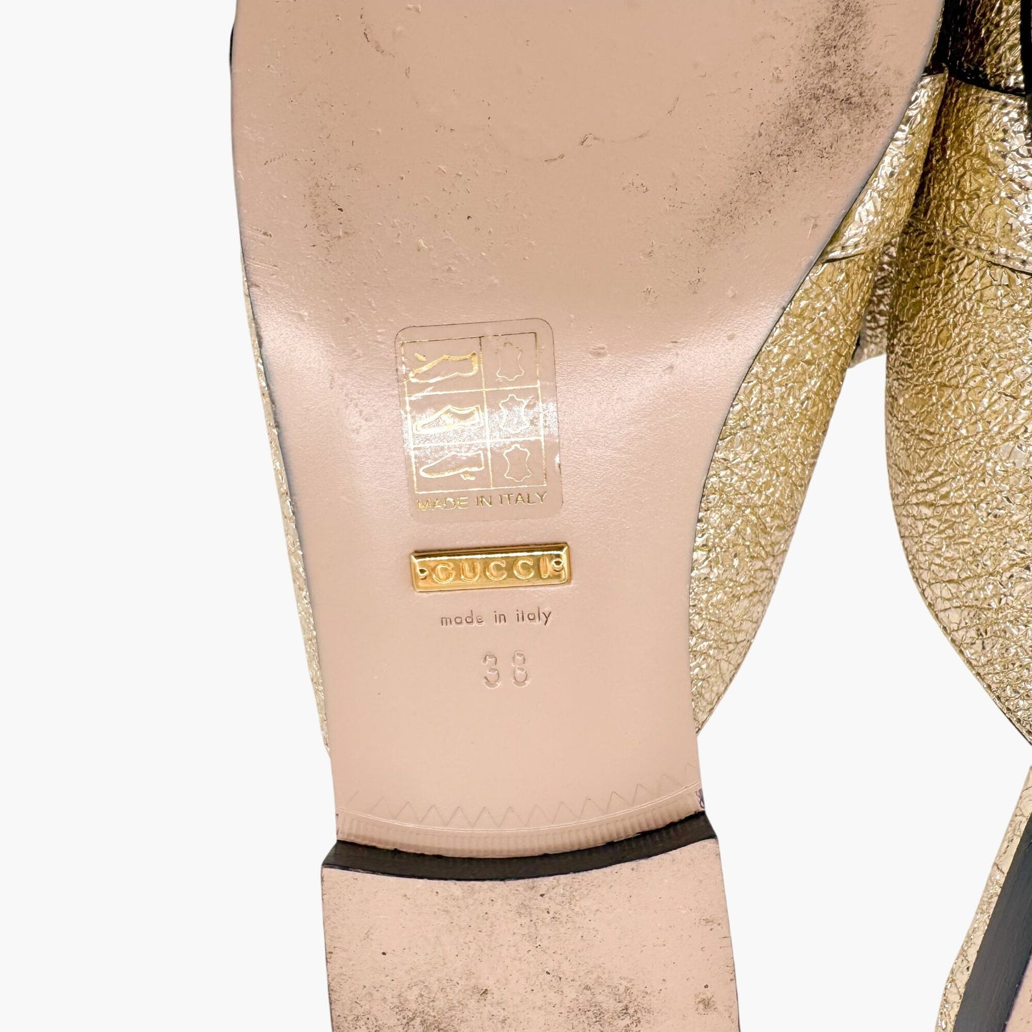 Gucci Marmont GG Gold Leather Fringe Mules – Size 38