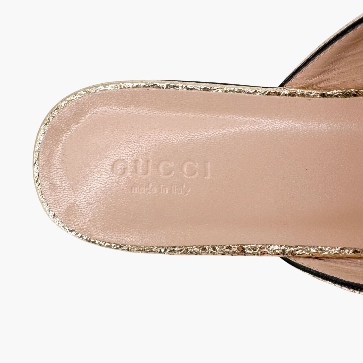 Gucci Marmont GG Gold Leather Fringe Mules – Size 38