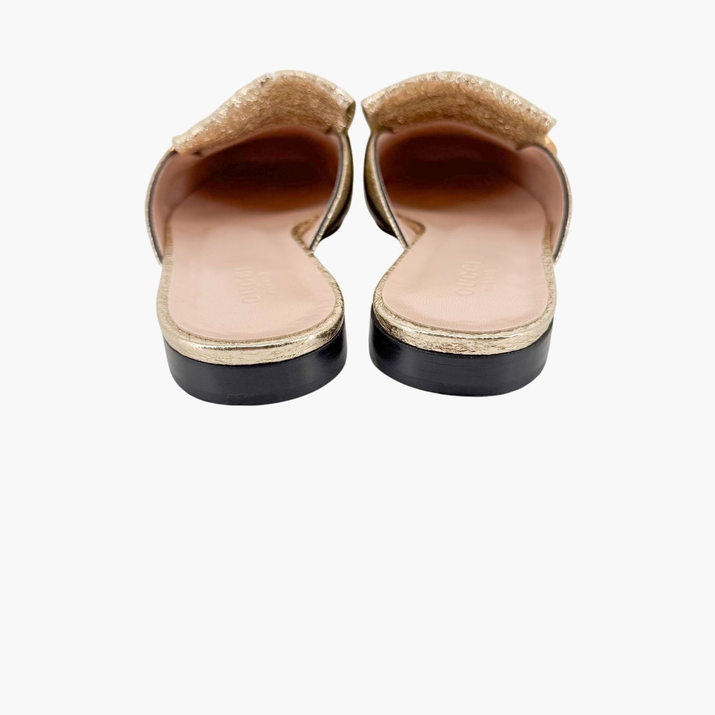 Gucci Marmont GG Gold Leather Fringe Mules – Size 38
